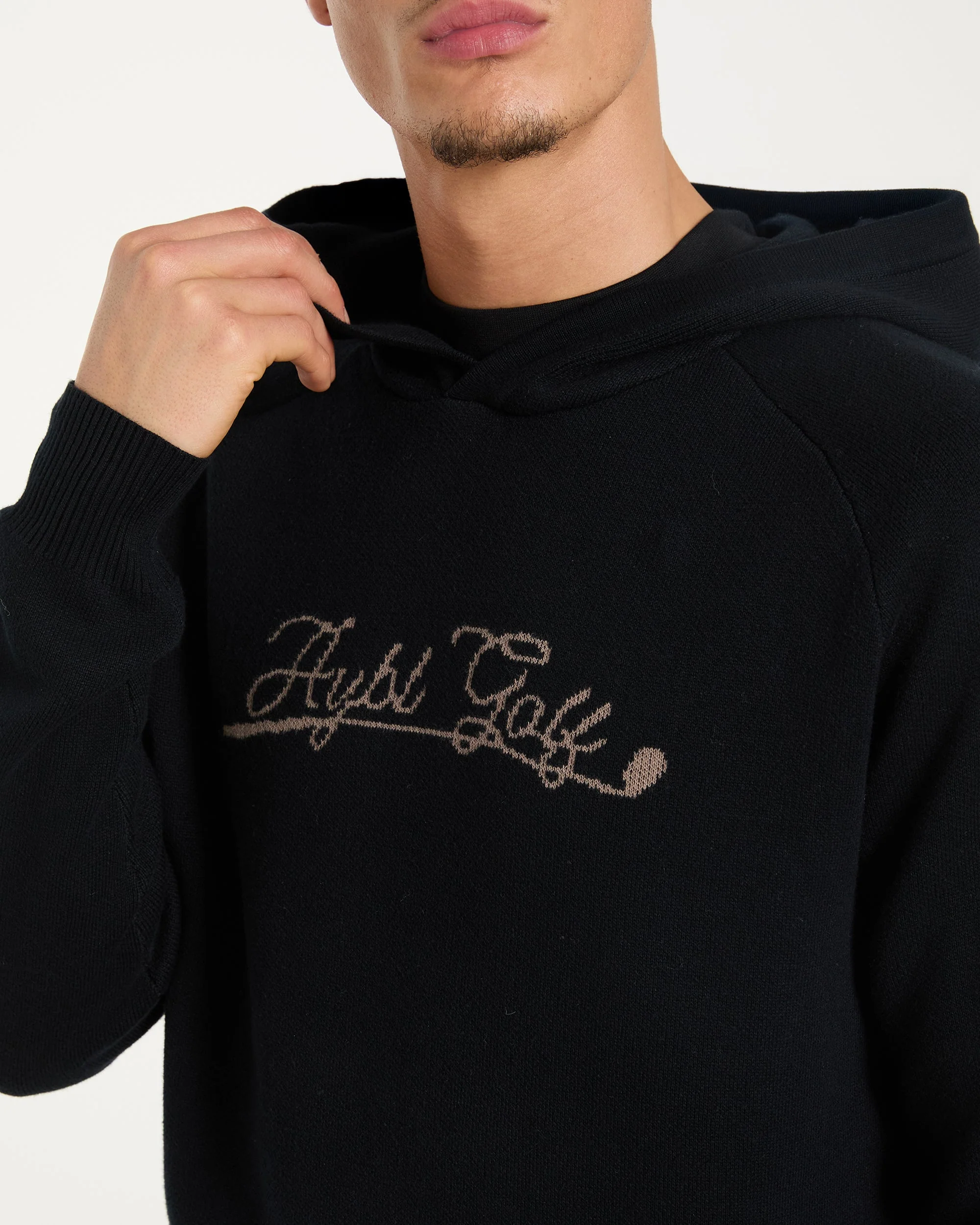 Golf Club Knitted Hoodie - Black - Image 5
