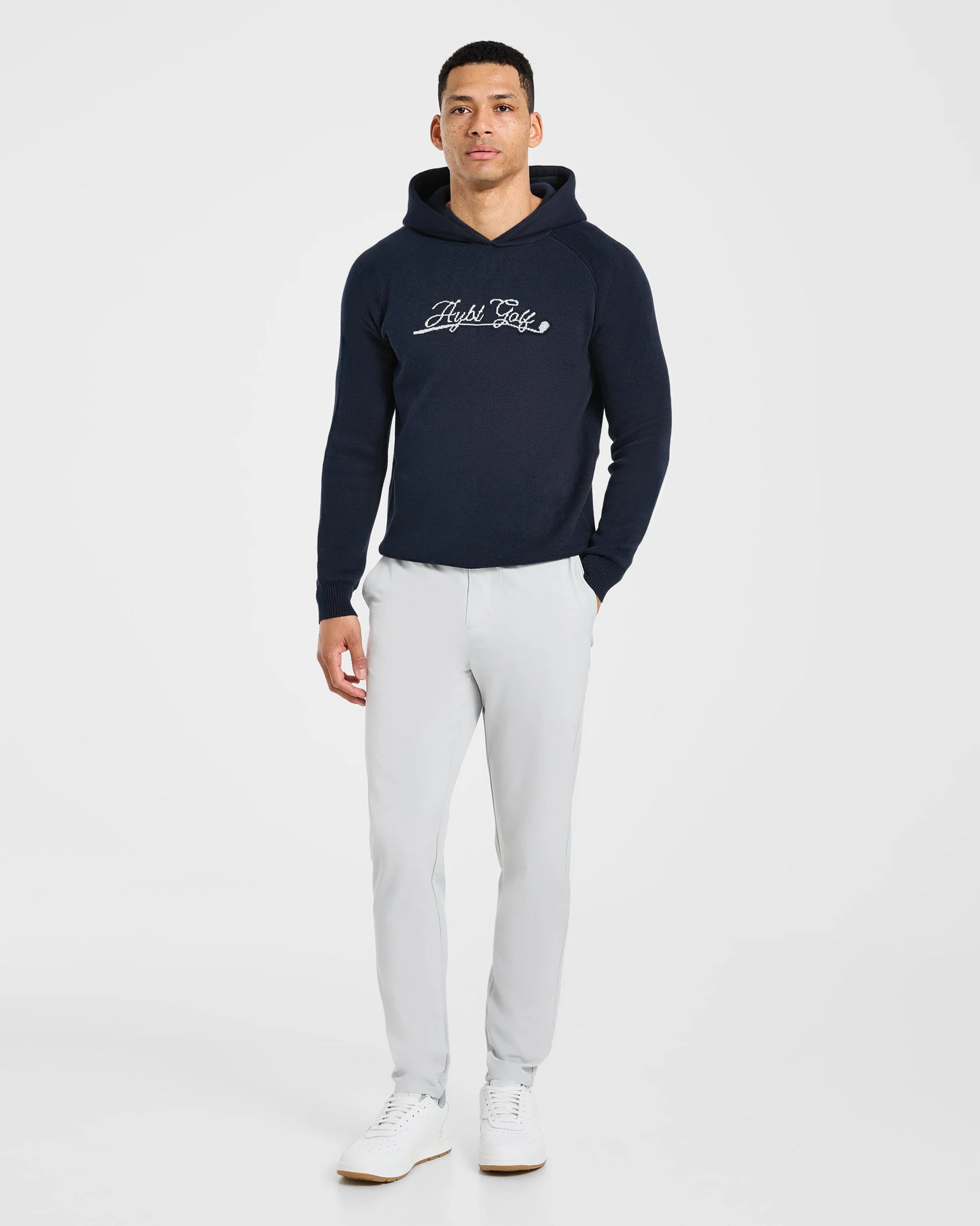 Golf Club Knitted Hoodie - Navy - Image 3