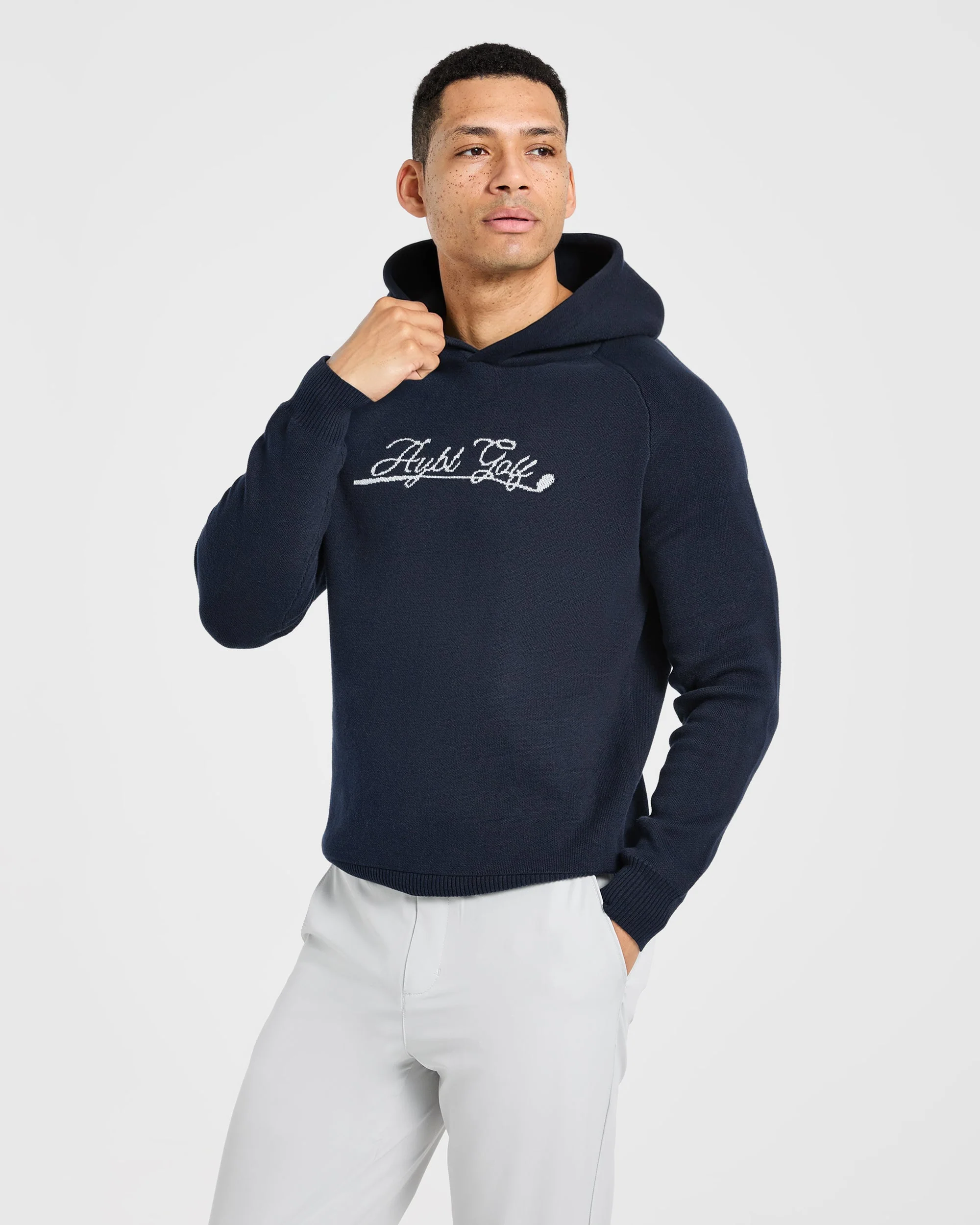 Golf Club Knitted Hoodie - Navy - Image 7