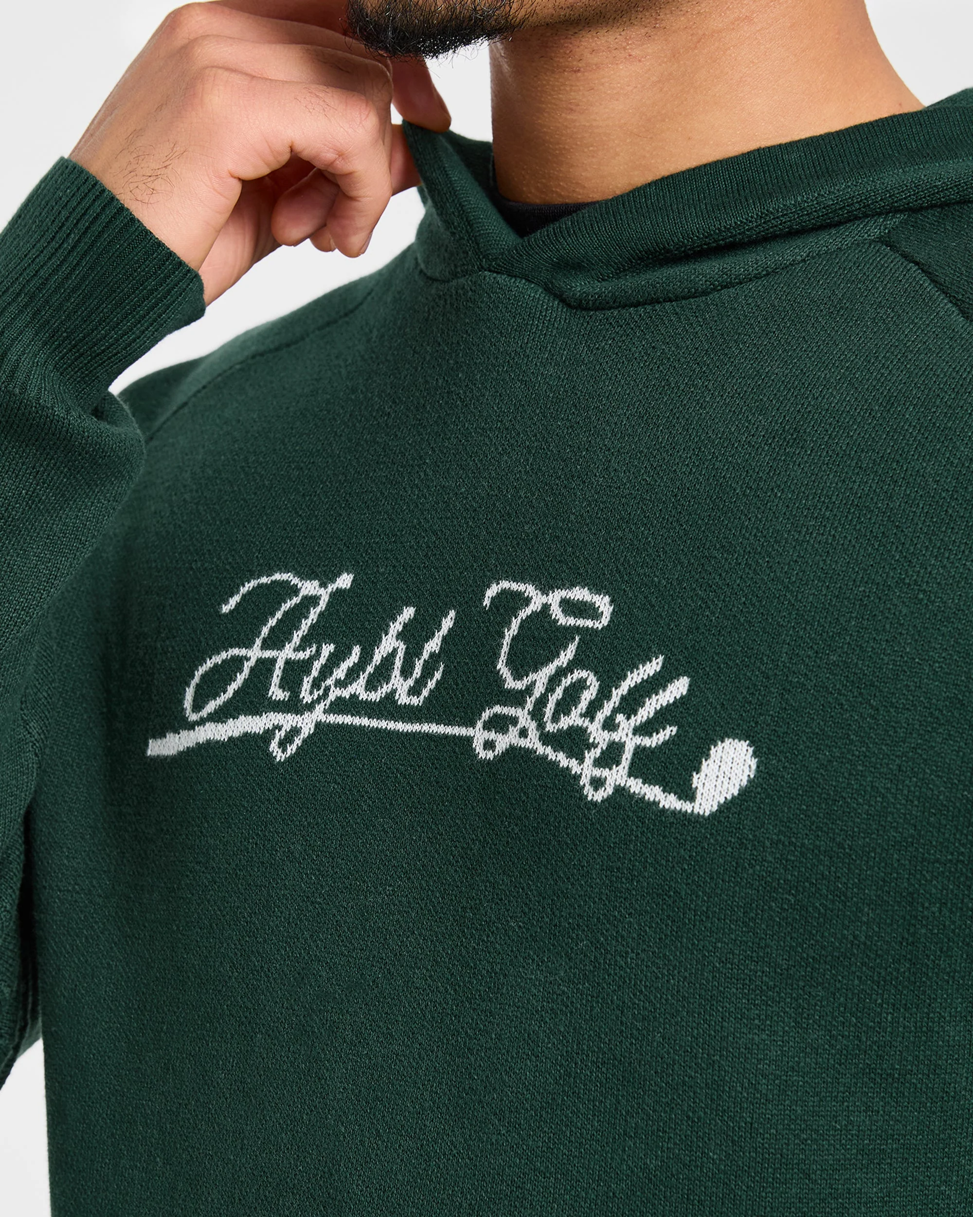 Golf Club Knitted Hoodie - Pine Green - Image 6