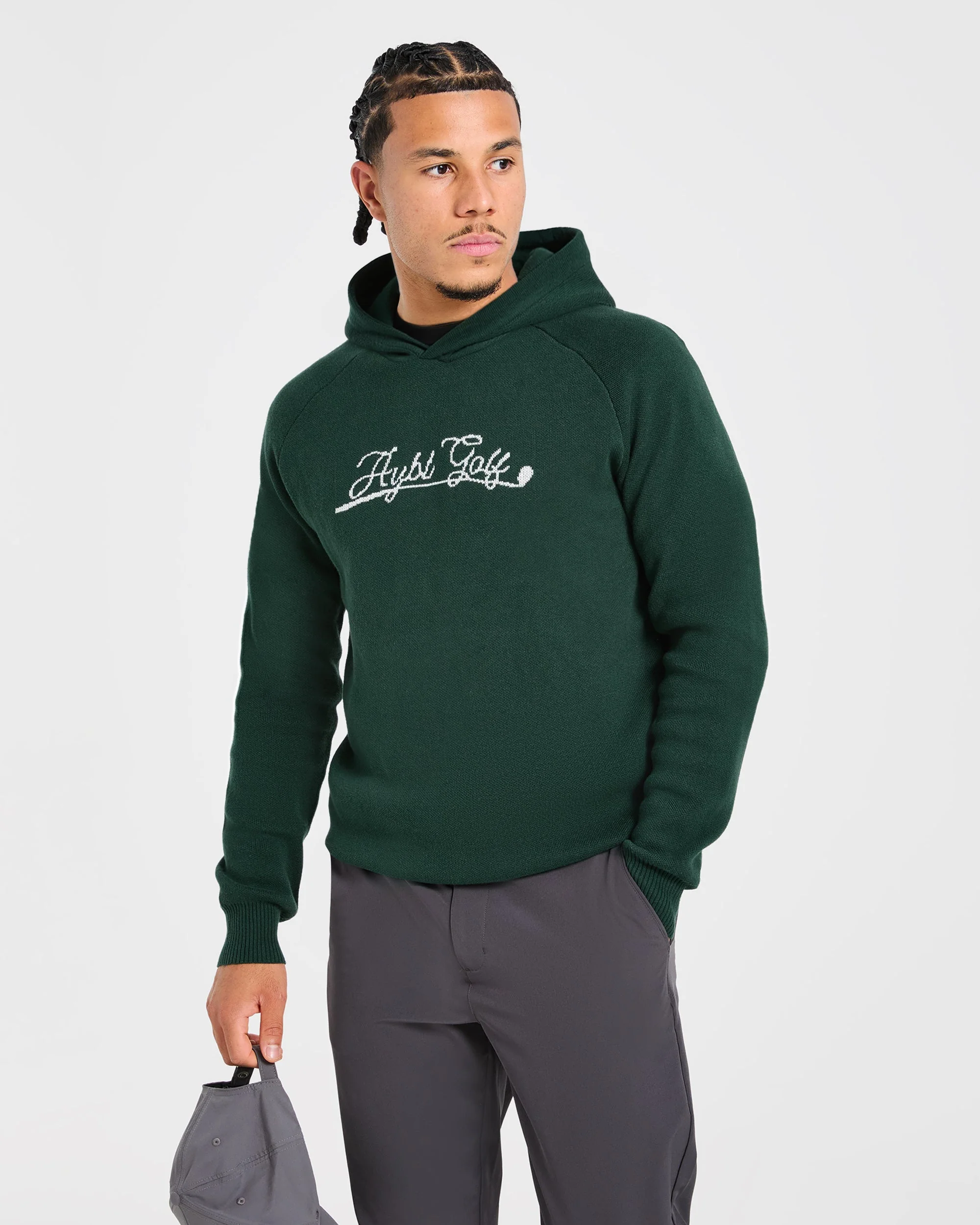 Golf Club Knitted Hoodie - Pine Green - Image 7