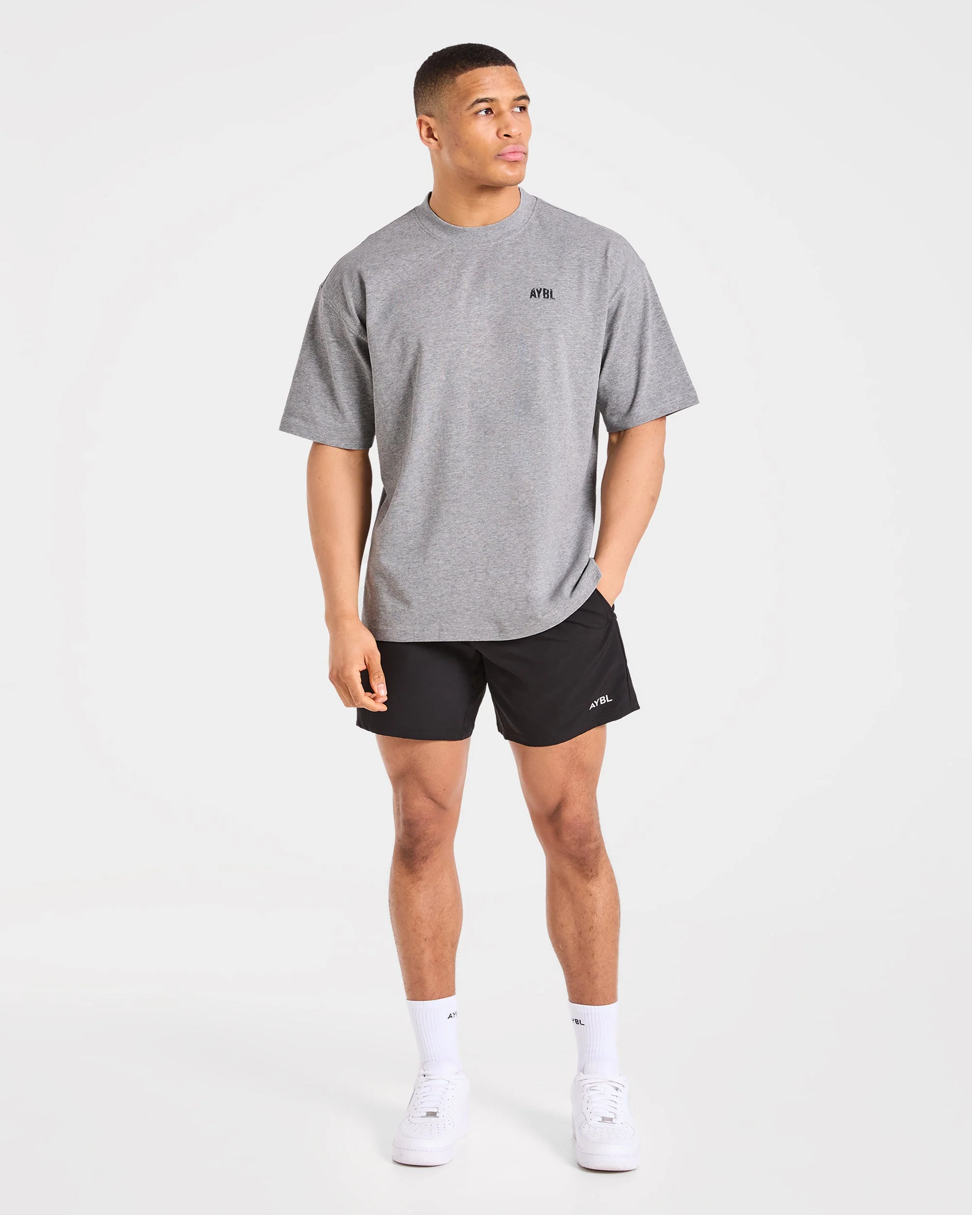 Gym Chalk Oversized T Shirt - Light Charcoal Marl - Image 3