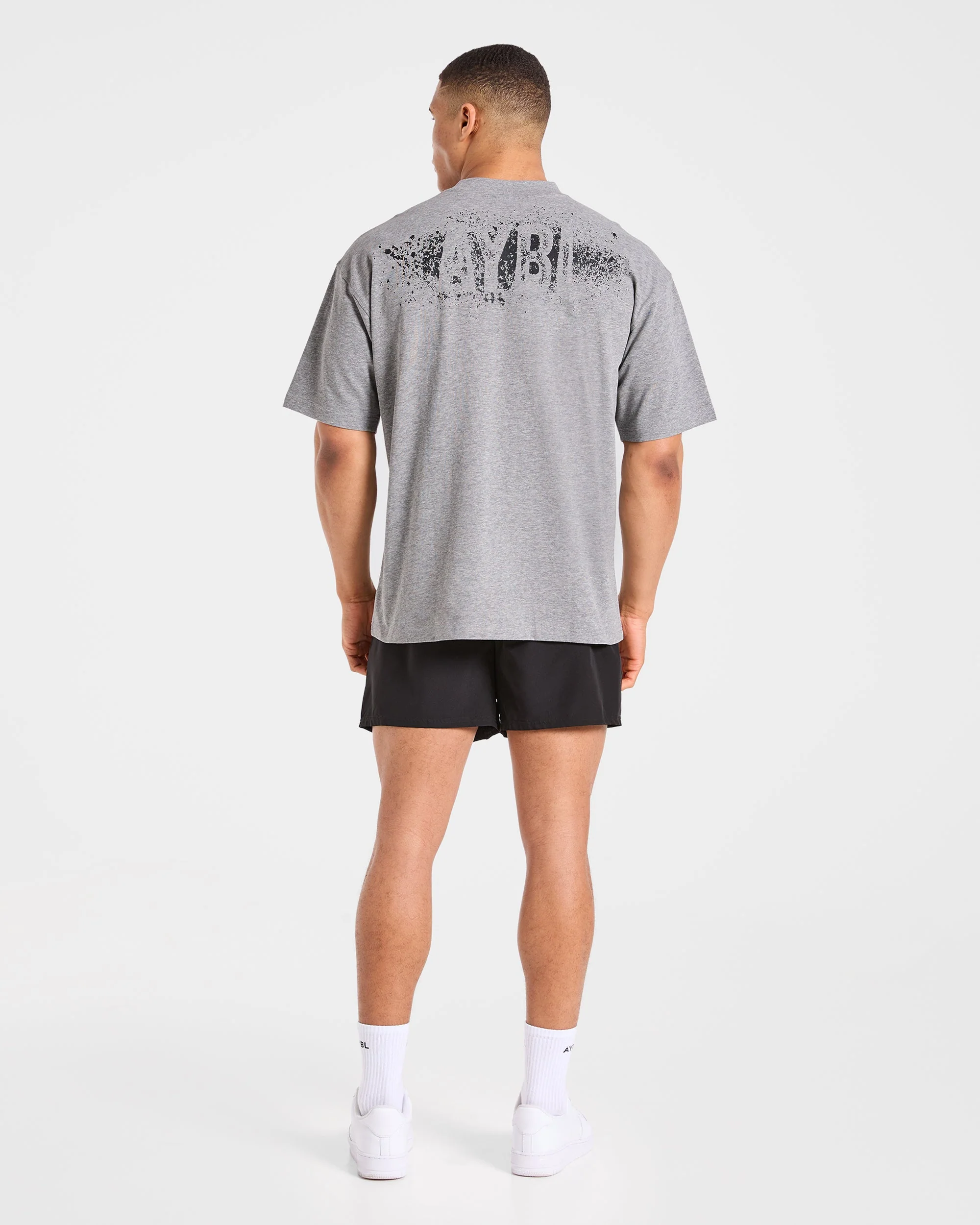 Gym Chalk Oversized T Shirt - Light Charcoal Marl - Image 4