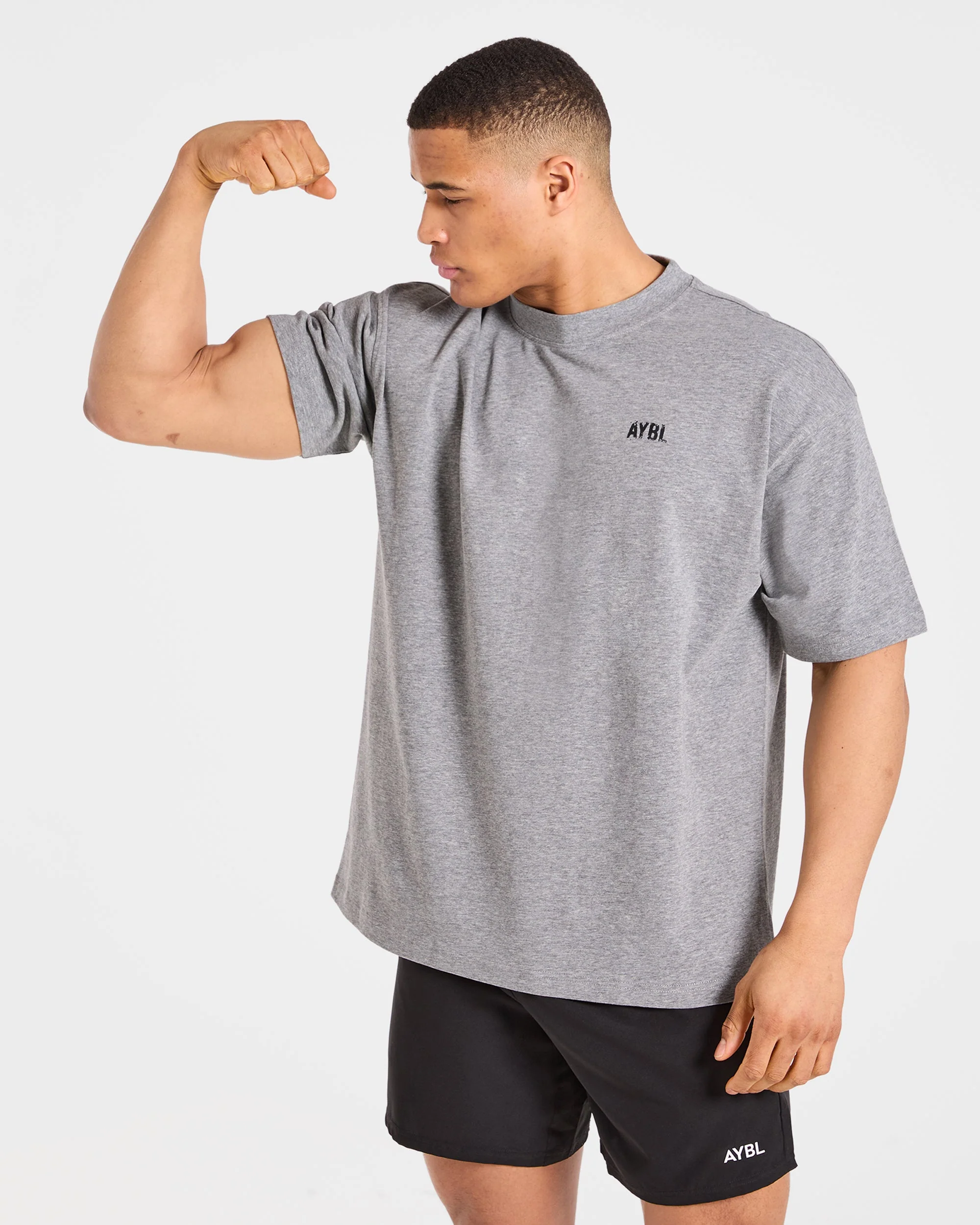 Gym Chalk Oversized T Shirt - Light Charcoal Marl - Image 7