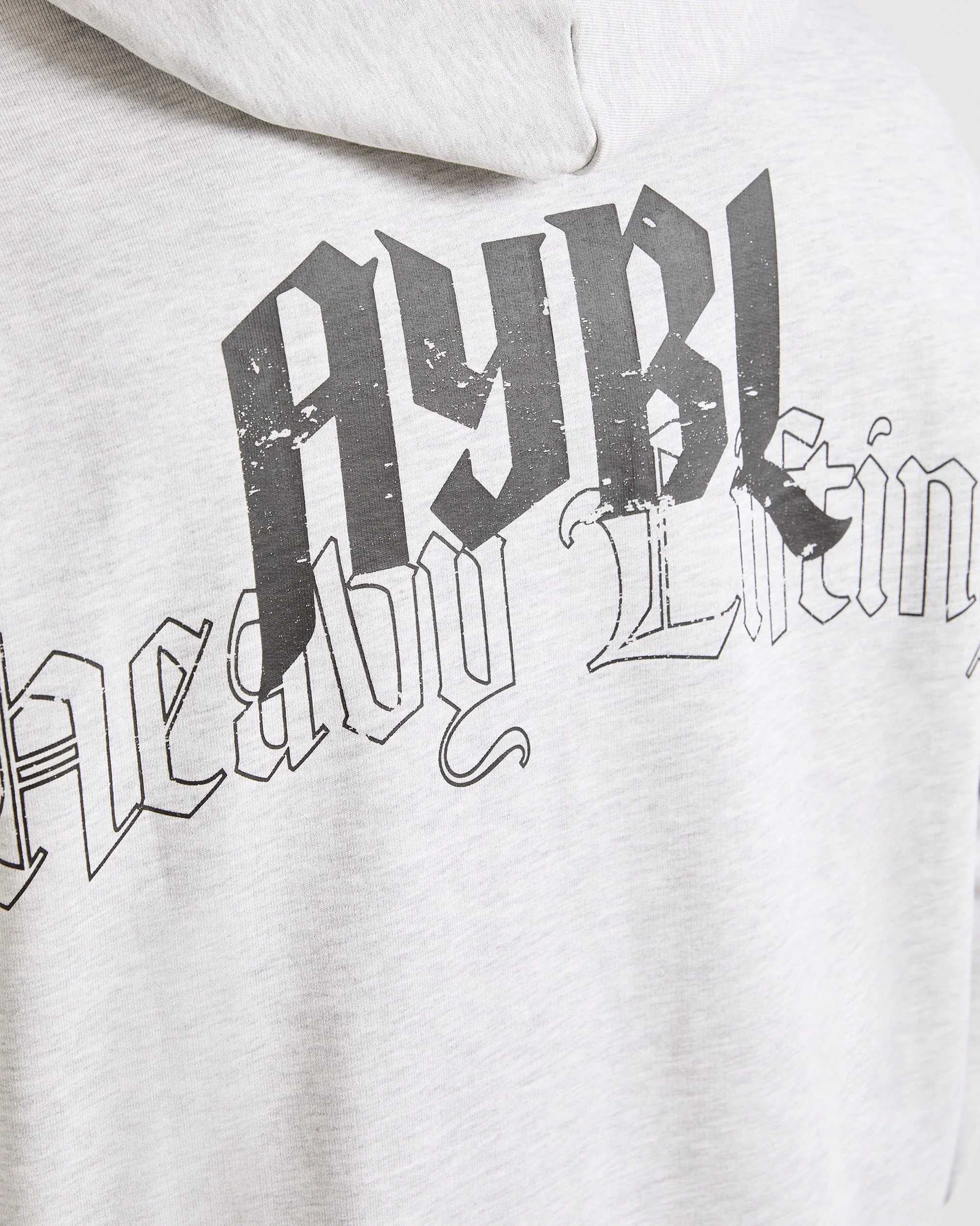 Heavy Lifting Gothic Oversized Hoodie - Grey Marl - Image 6