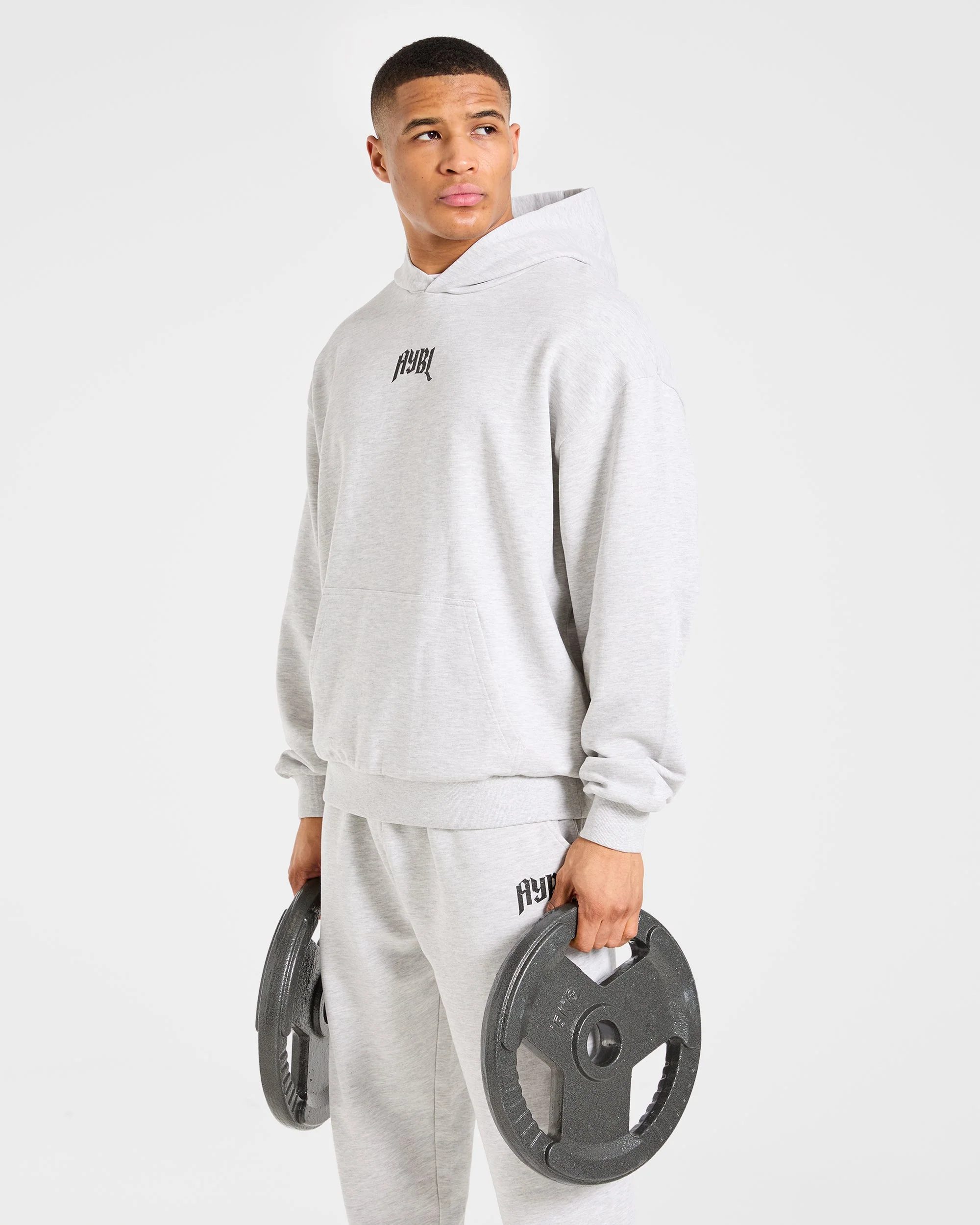 Heavy Lifting Gothic Oversized Hoodie - Grey Marl - Image 7