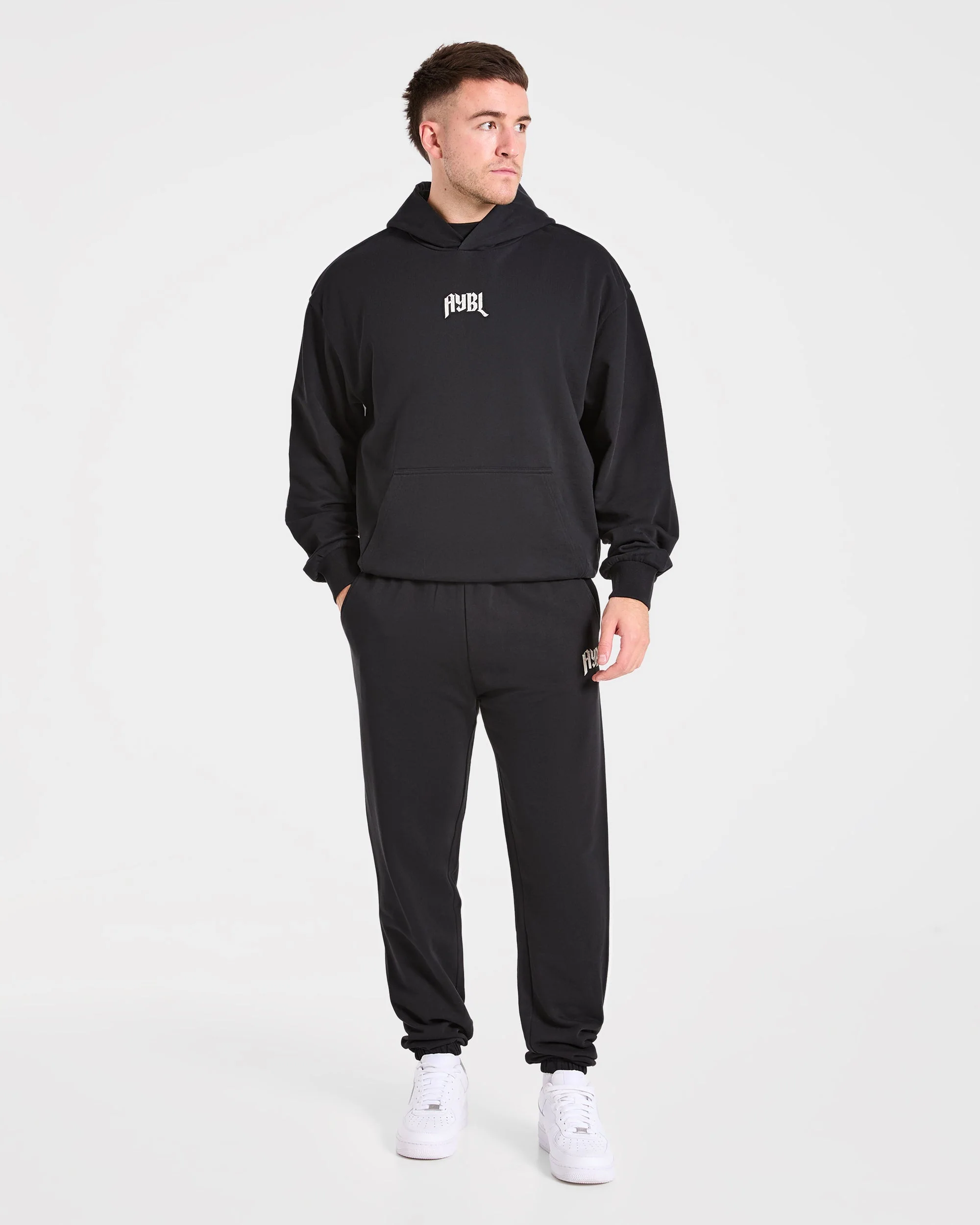 Heavy Lifting Gothic Oversized Joggers - Black/Off White - Image 3