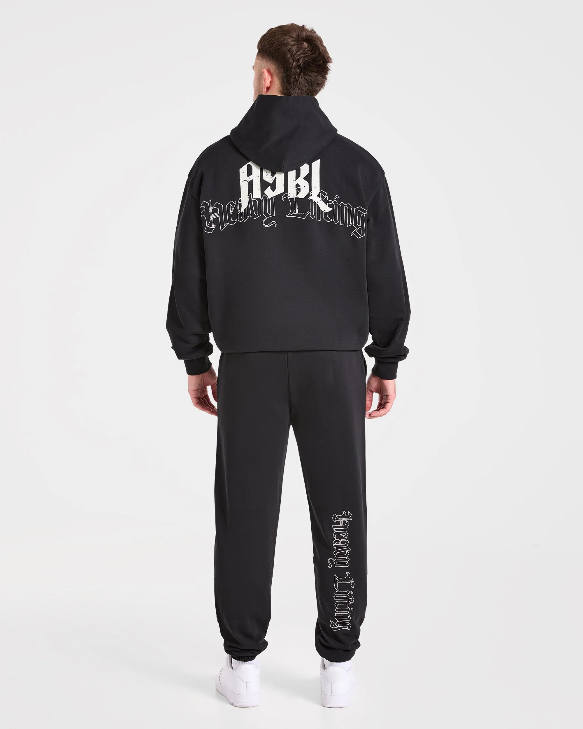 Heavy Lifting Gothic Oversized Joggers - Black/Off White - Image 4