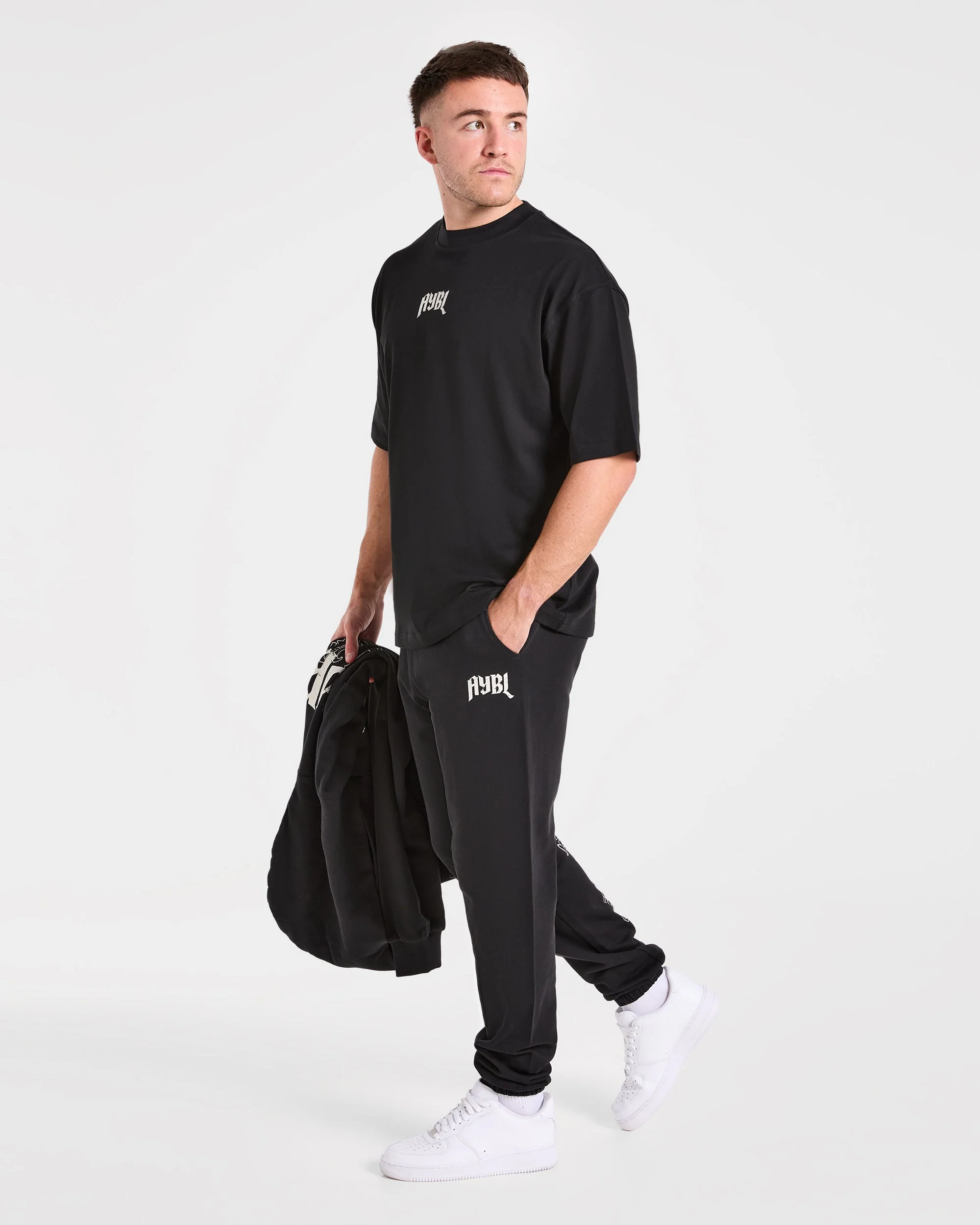 Heavy Lifting Gothic Oversized Joggers - Black/Off White - Image 7