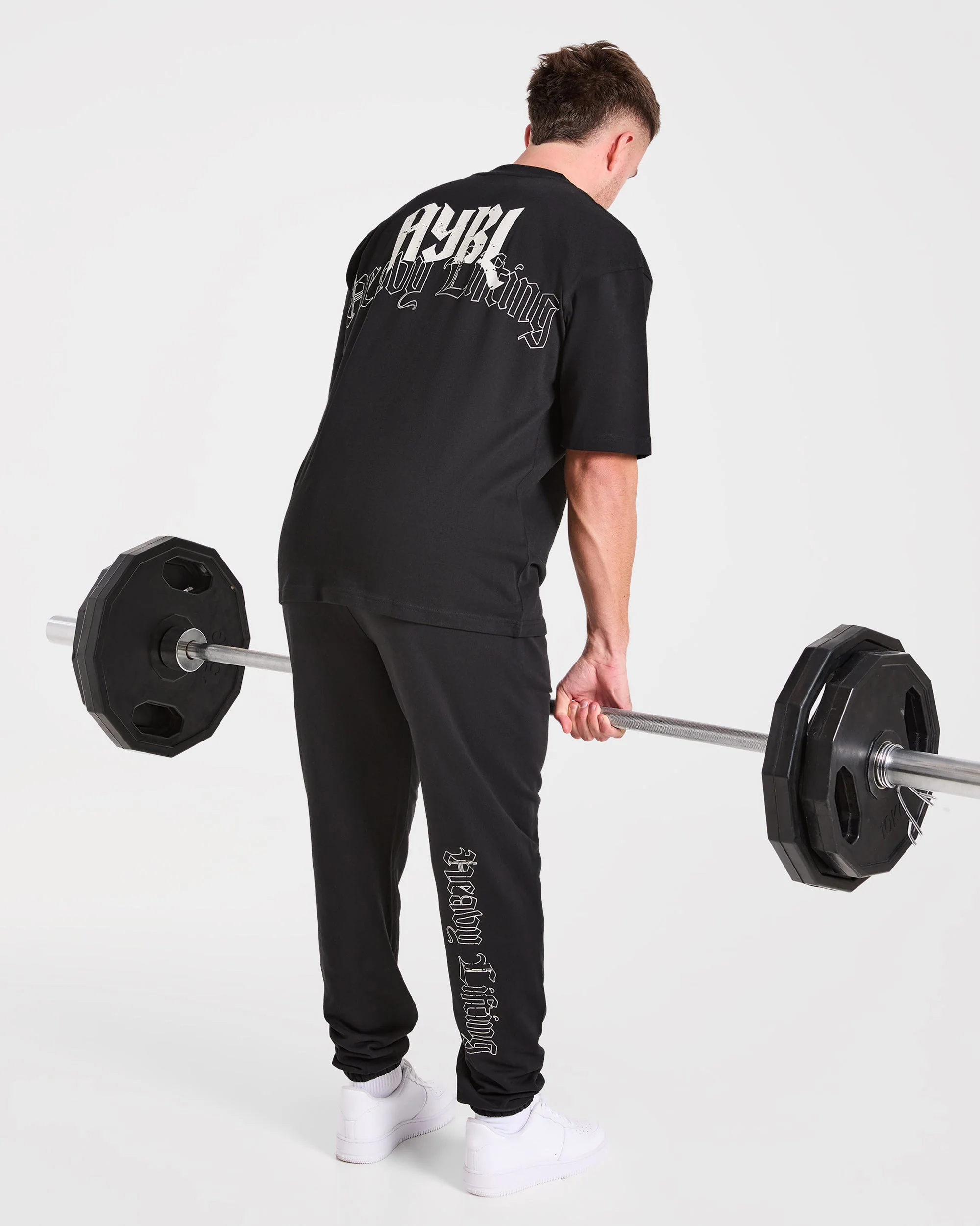 Heavy Lifting Gothic Oversized Joggers - Black/Off White - Image 8