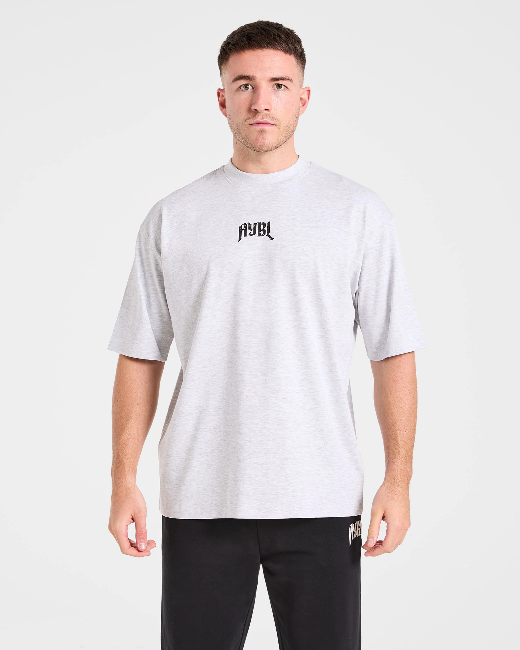 Heavy Lifting Gothic Oversized T Shirt - Grey Marl - Image 2