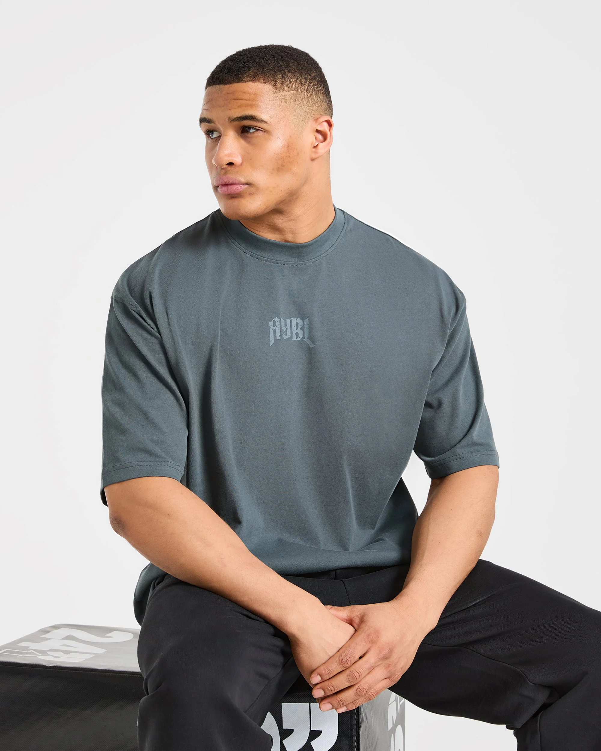 Heavy Lifting Gothic Oversized T Shirt - Iron Slate - Image 7