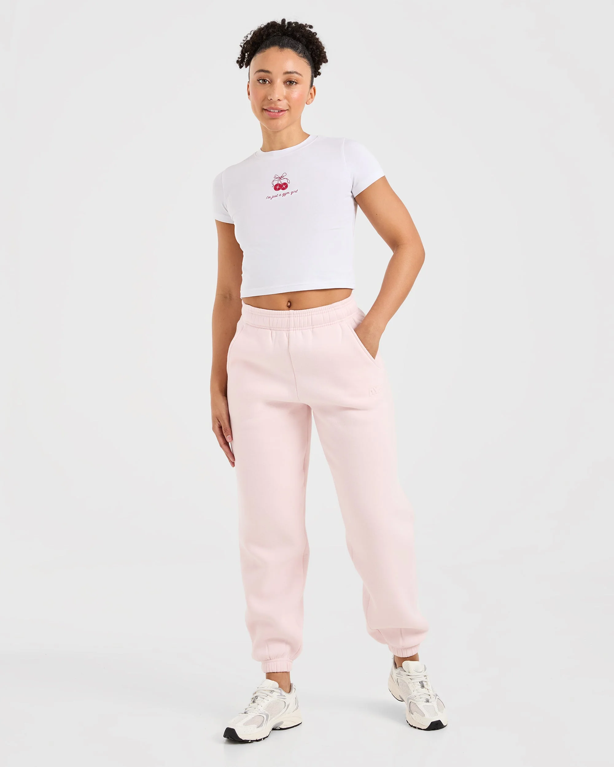 Just a Gym Girl Baby Tee - White/Red - Image 3