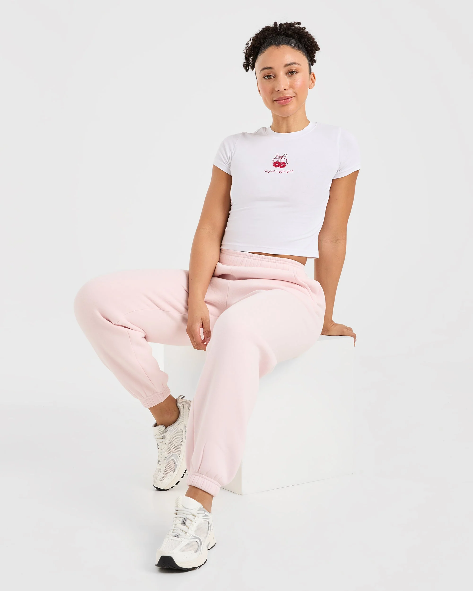 Just a Gym Girl Baby Tee - White/Red - Image 8