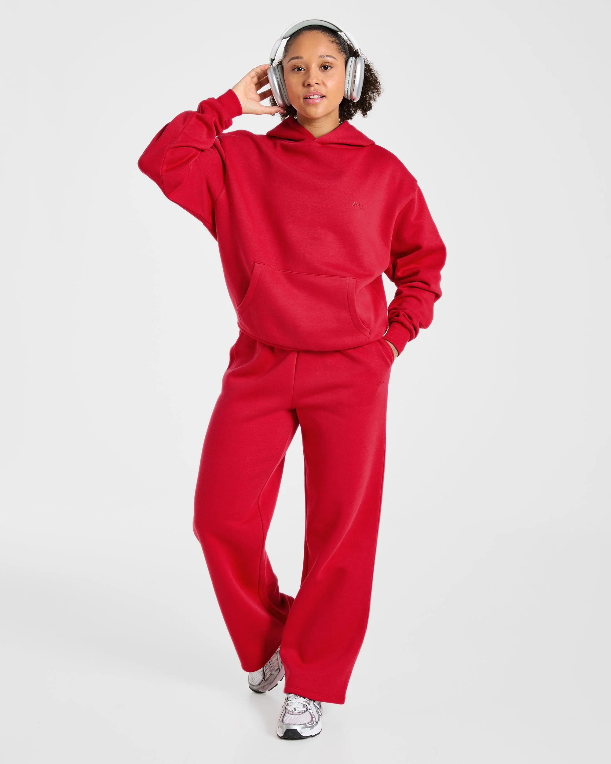 Lifestyle Oversized Straight Leg Joggers - Red - Image 8