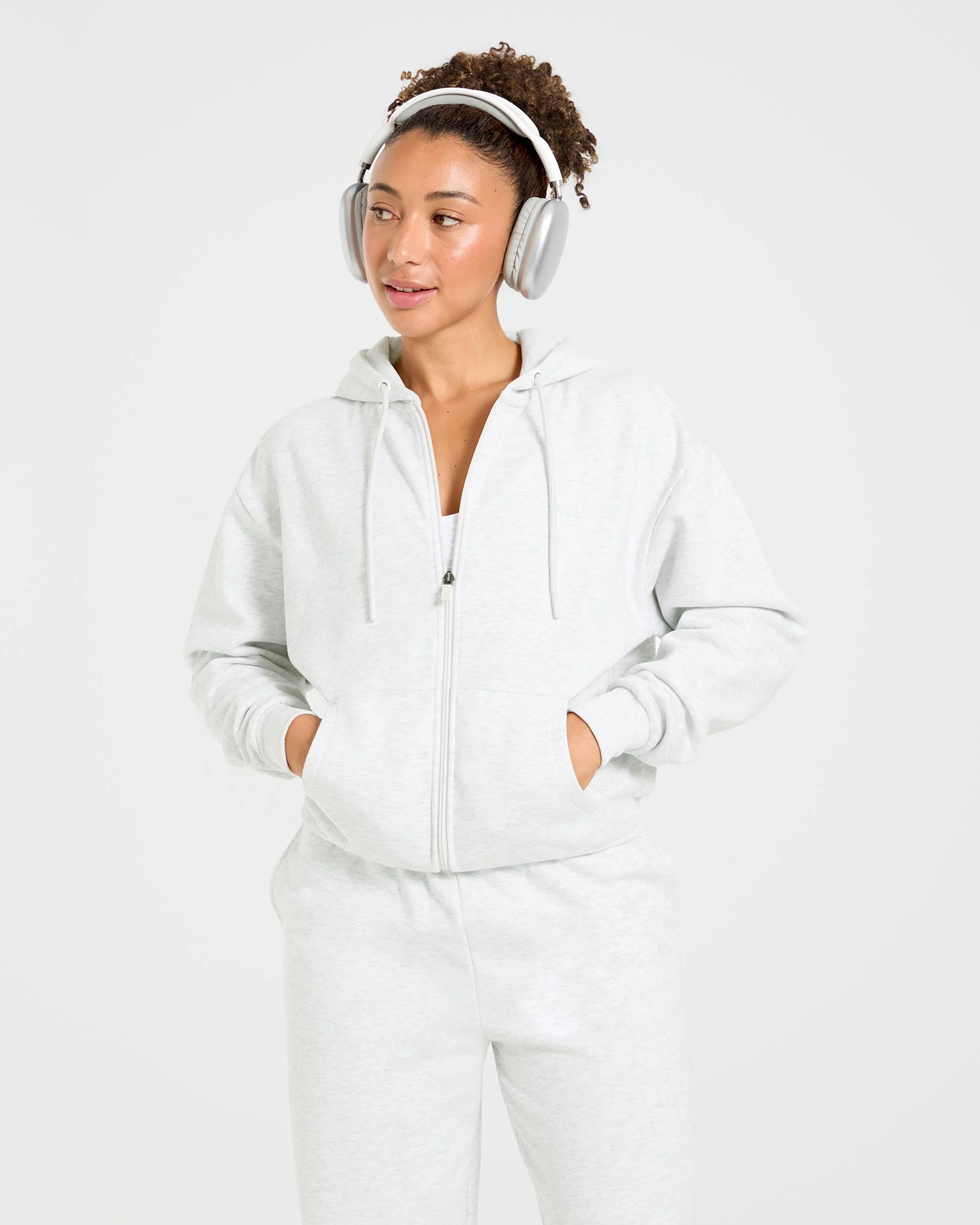 Lifestyle Oversized Zip Up Hoodie - Heather Grey - Image 7