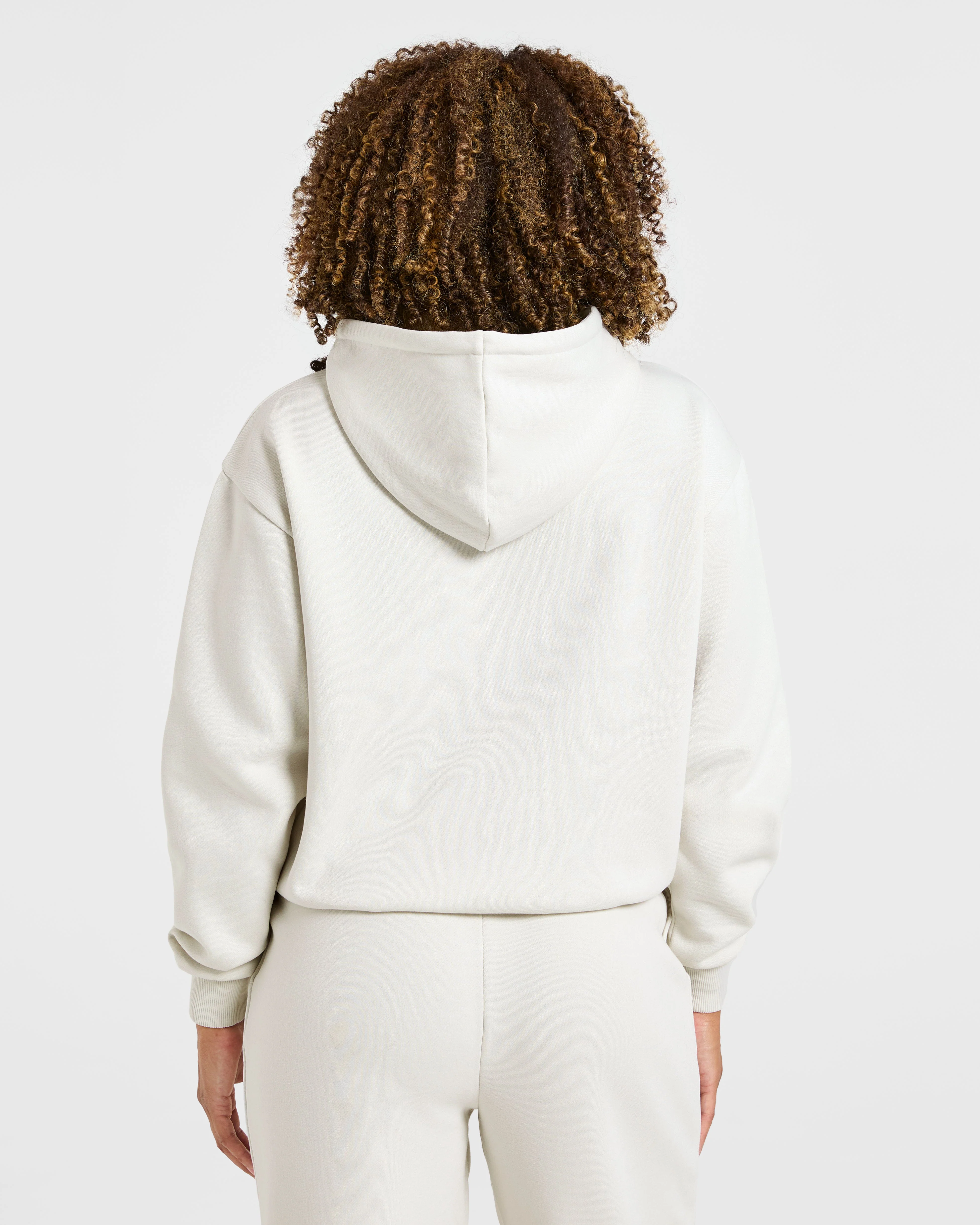 Lifestyle Oversized Zip Up Hoodie - Off White - Image 2