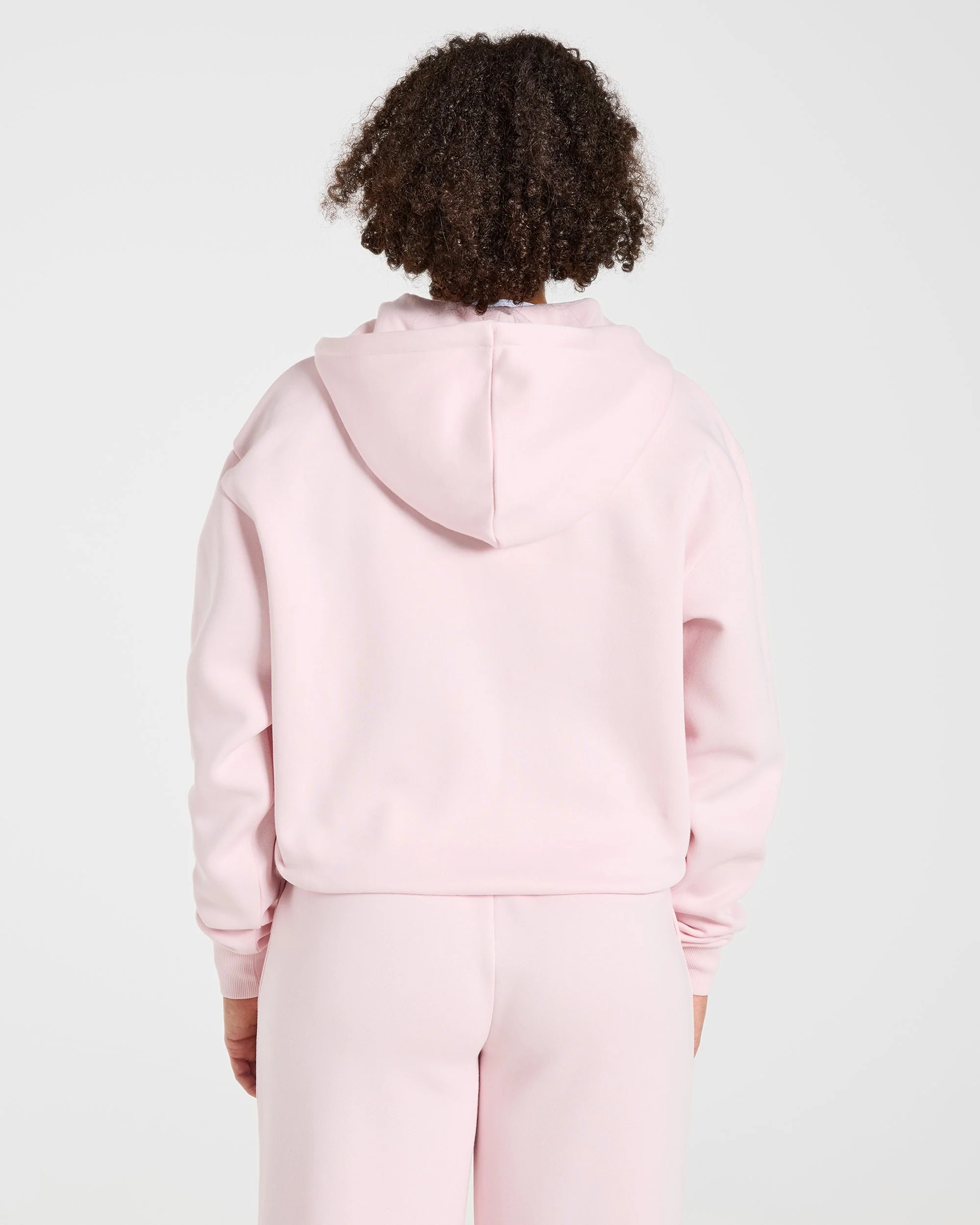 Lifestyle Oversized Zip Up Hoodie - Pastel Pink - Image 2