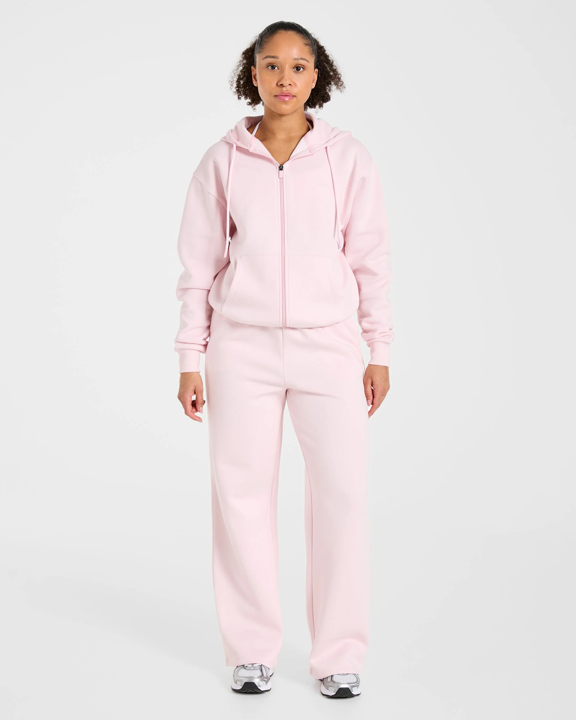 Lifestyle Oversized Zip Up Hoodie - Pastel Pink - Image 3