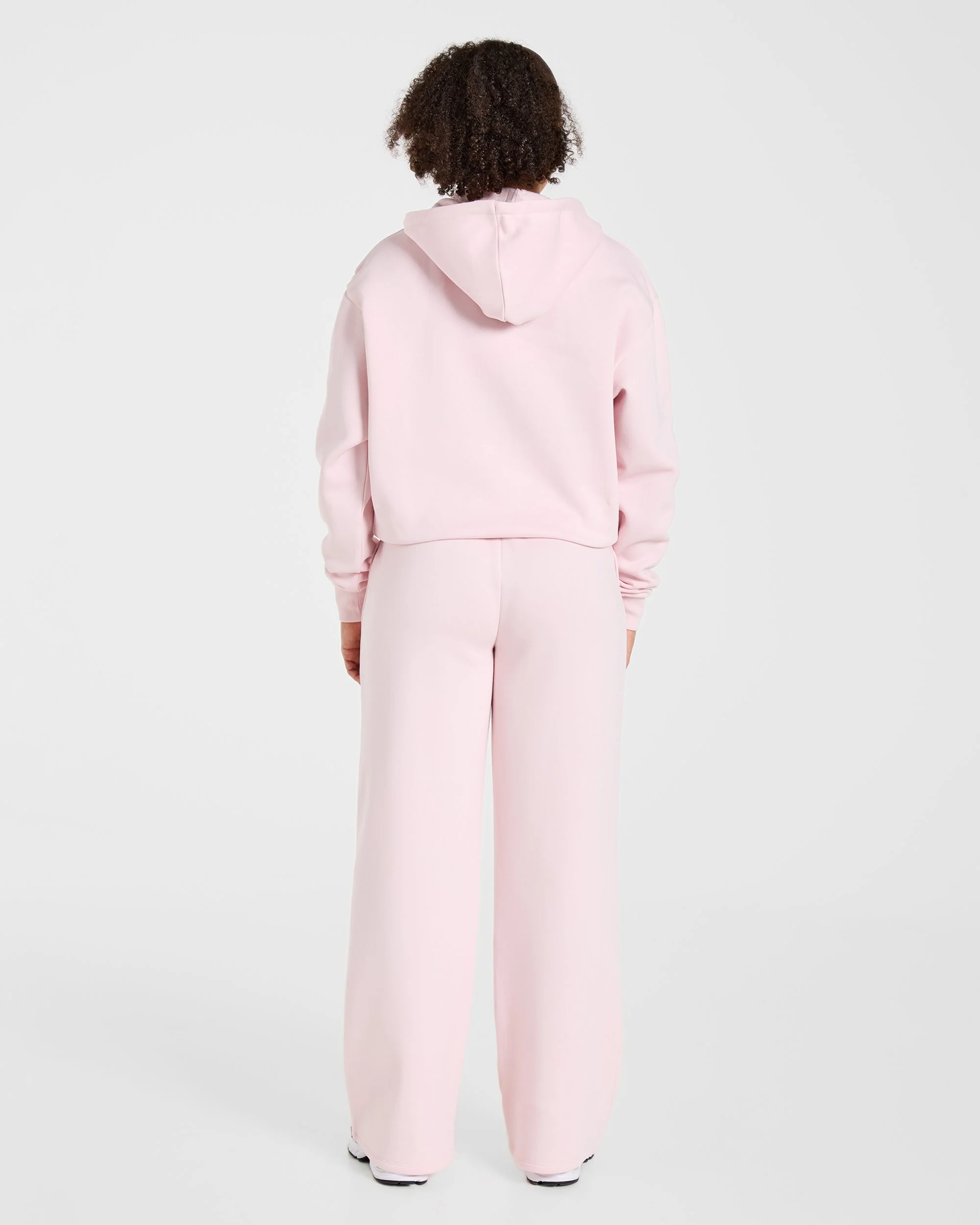 Lifestyle Oversized Zip Up Hoodie - Pastel Pink - Image 4