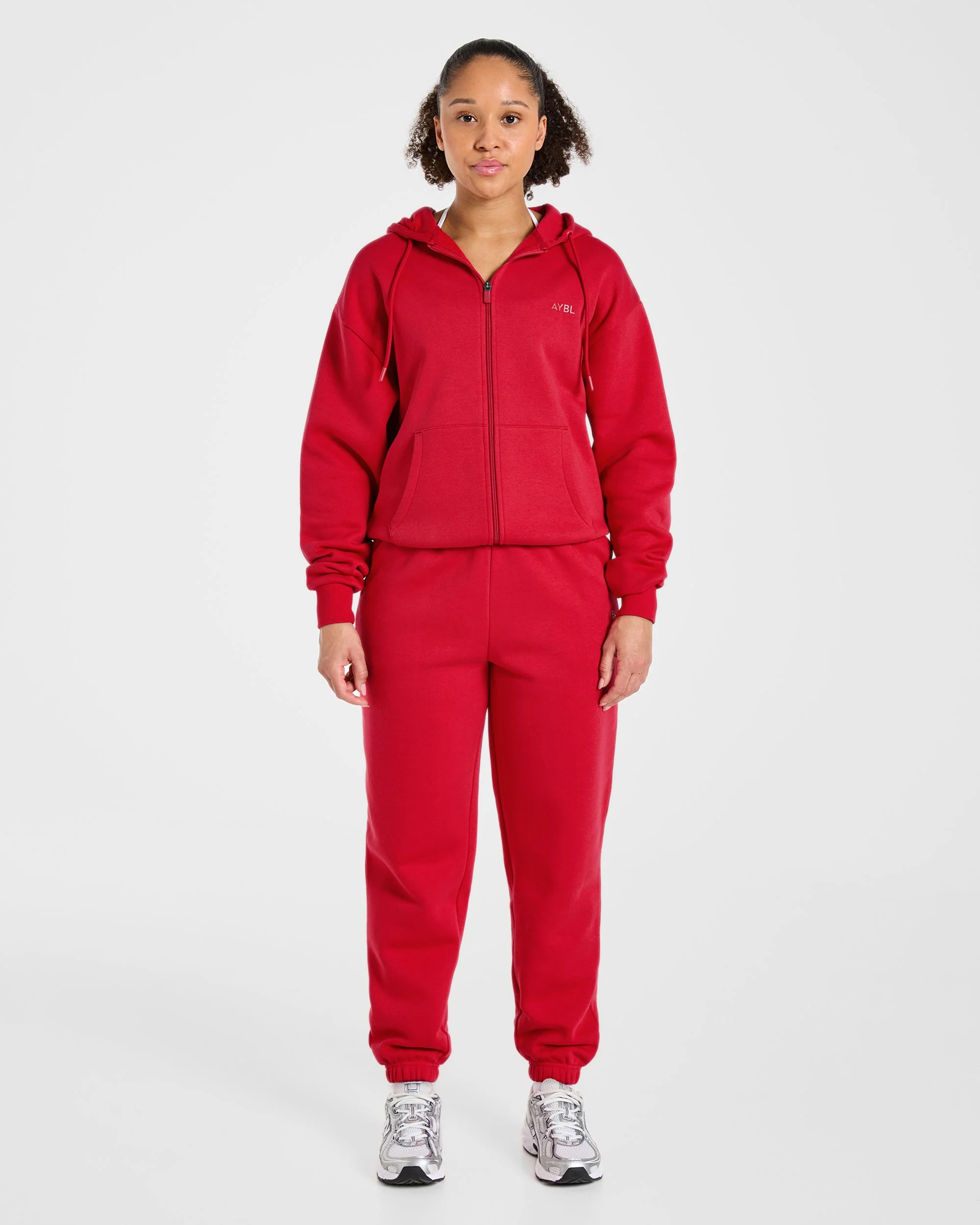 Lifestyle Oversized Zip Up Hoodie - Red - Image 3