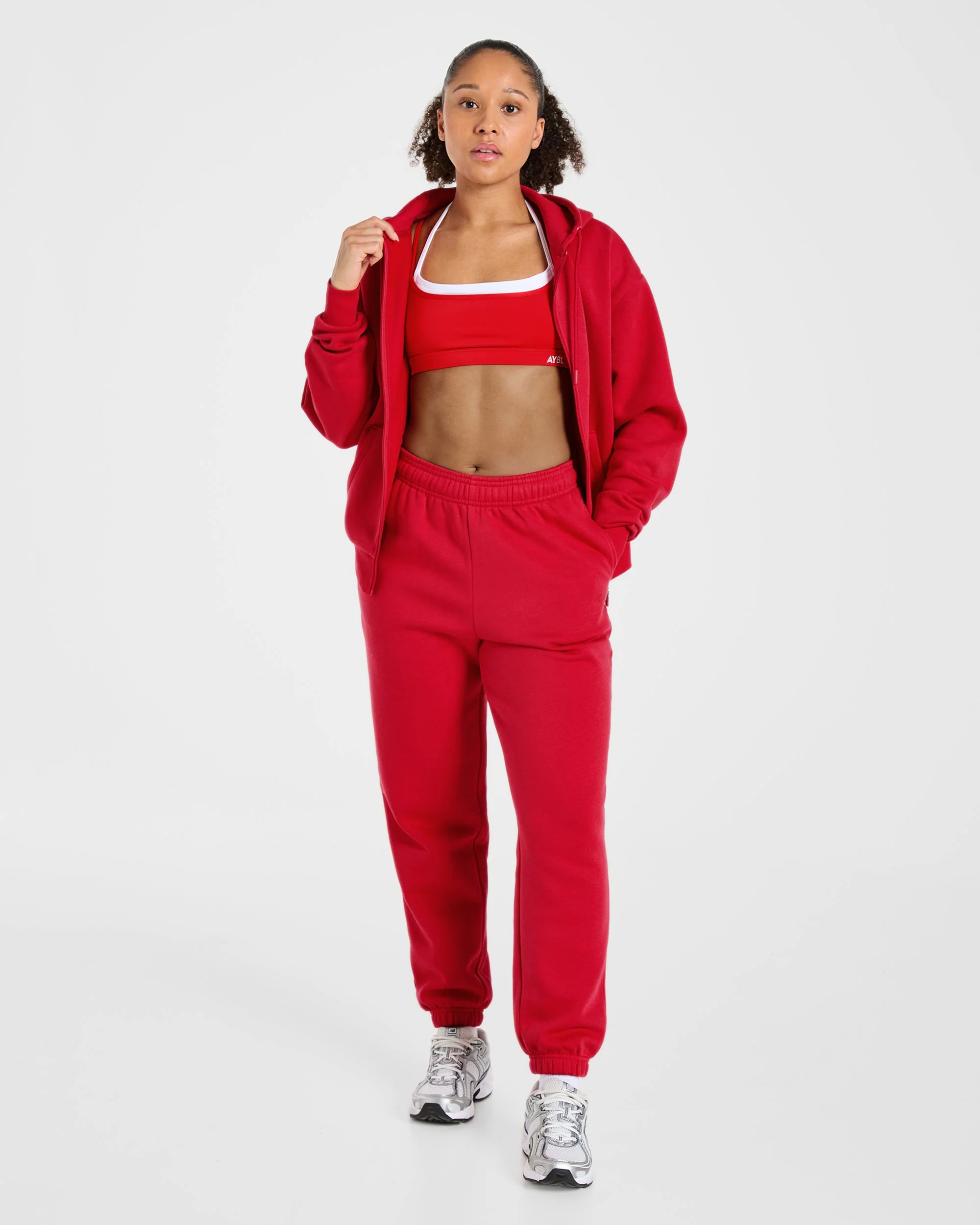 Lifestyle Oversized Zip Up Hoodie - Red - Image 7