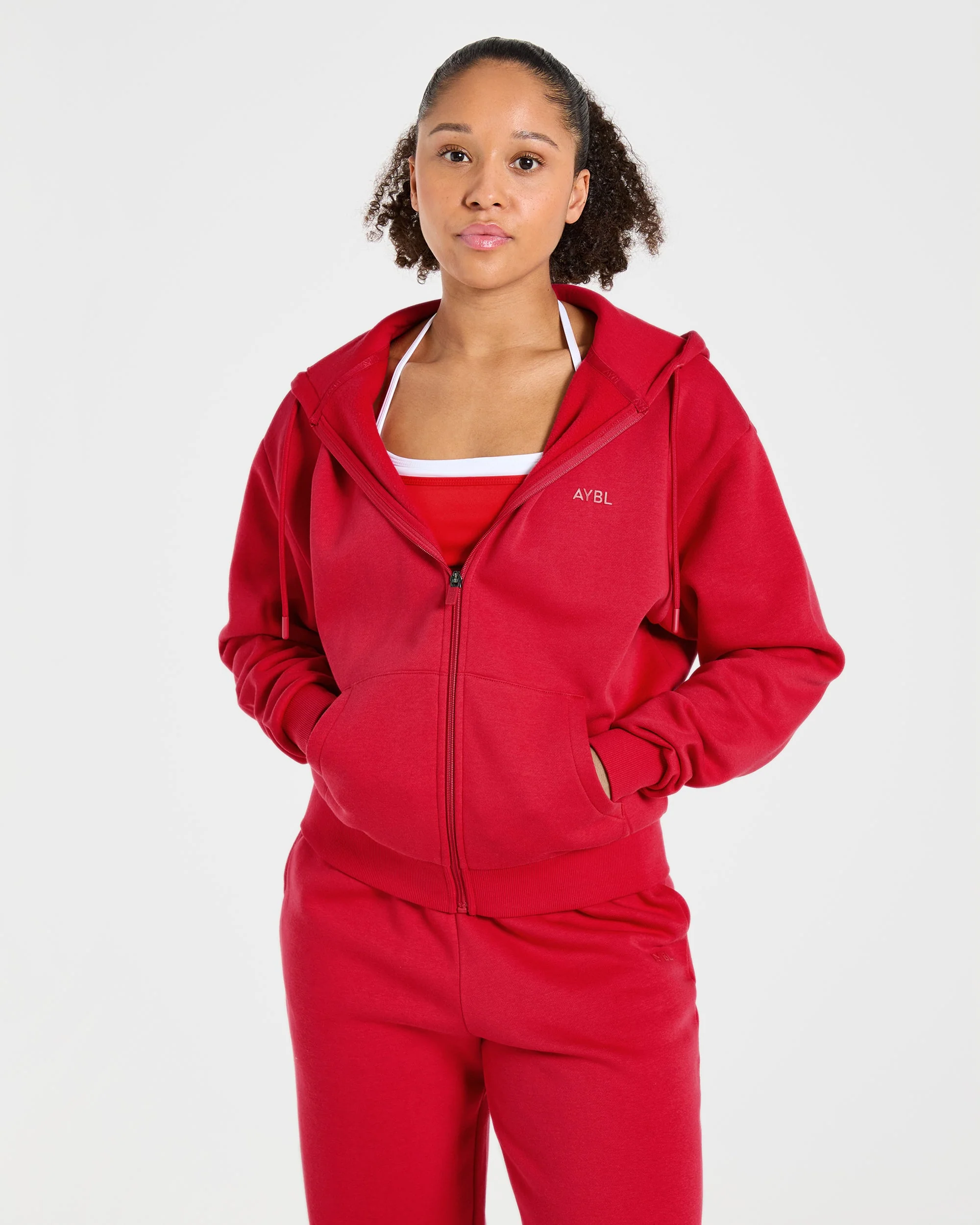 Lifestyle Oversized Zip Up Hoodie - Red - Image 8