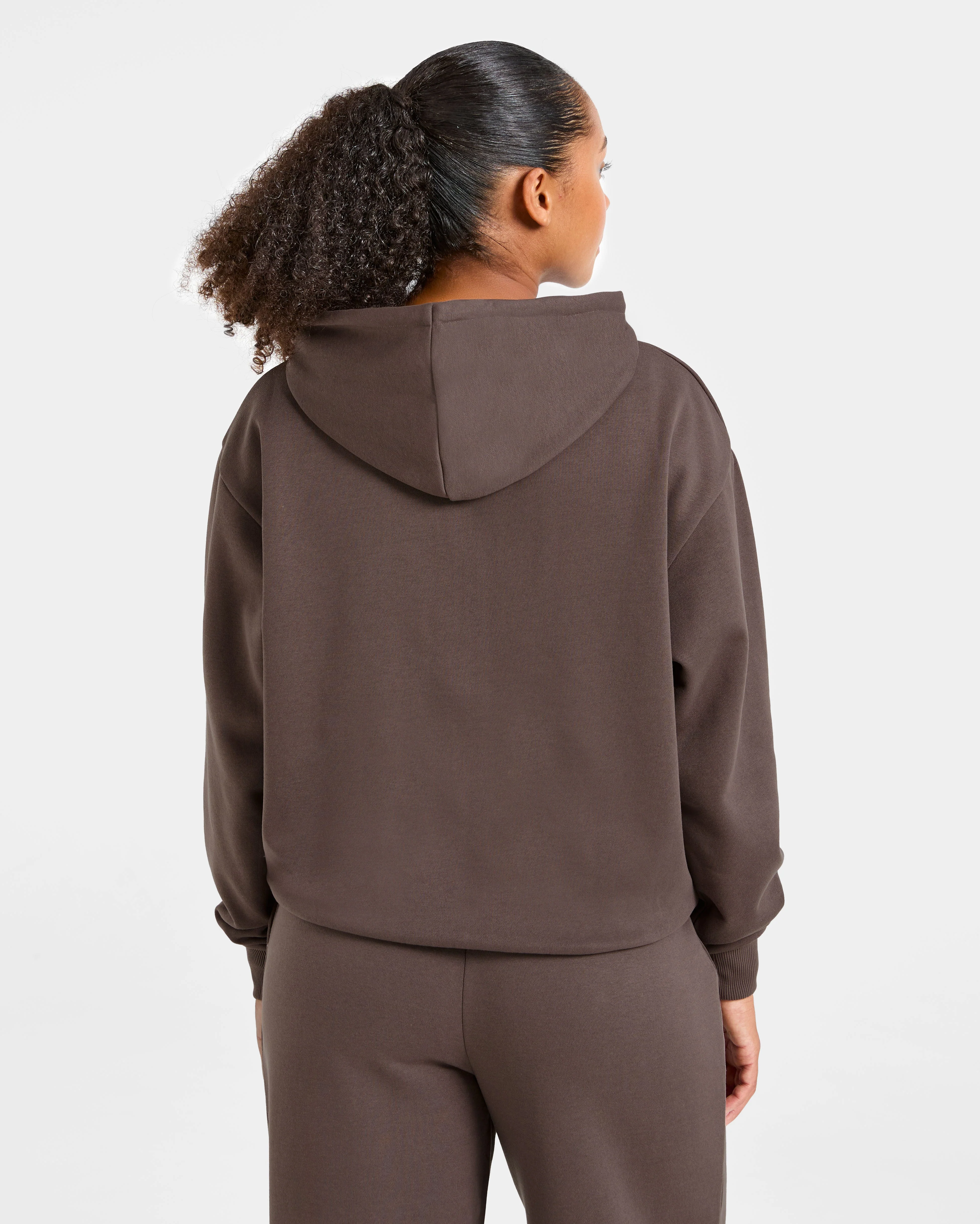 Lifestyle Oversized Zip Up Hoodie - Umber Brown - Image 2