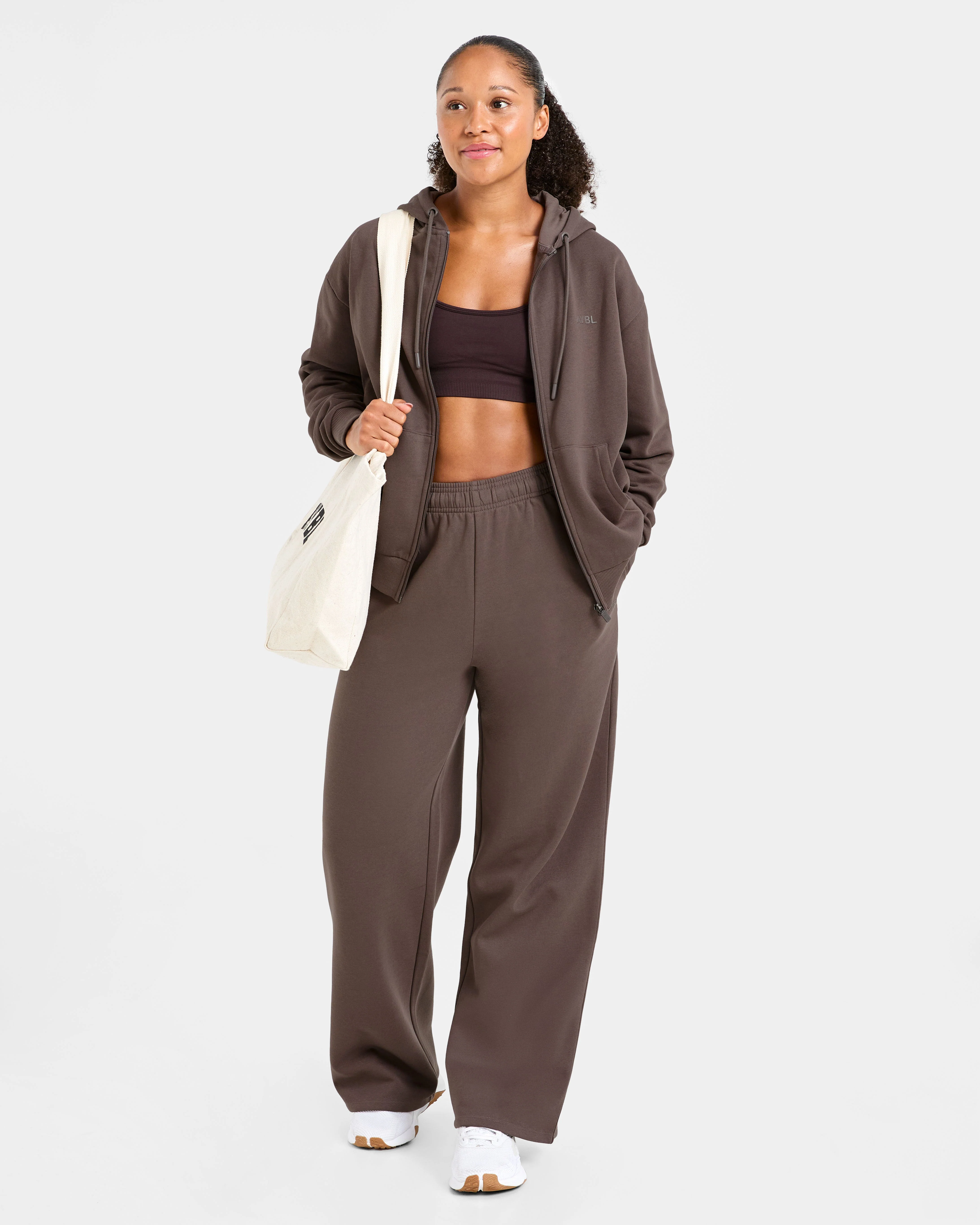 Lifestyle Oversized Zip Up Hoodie - Umber Brown - Image 8