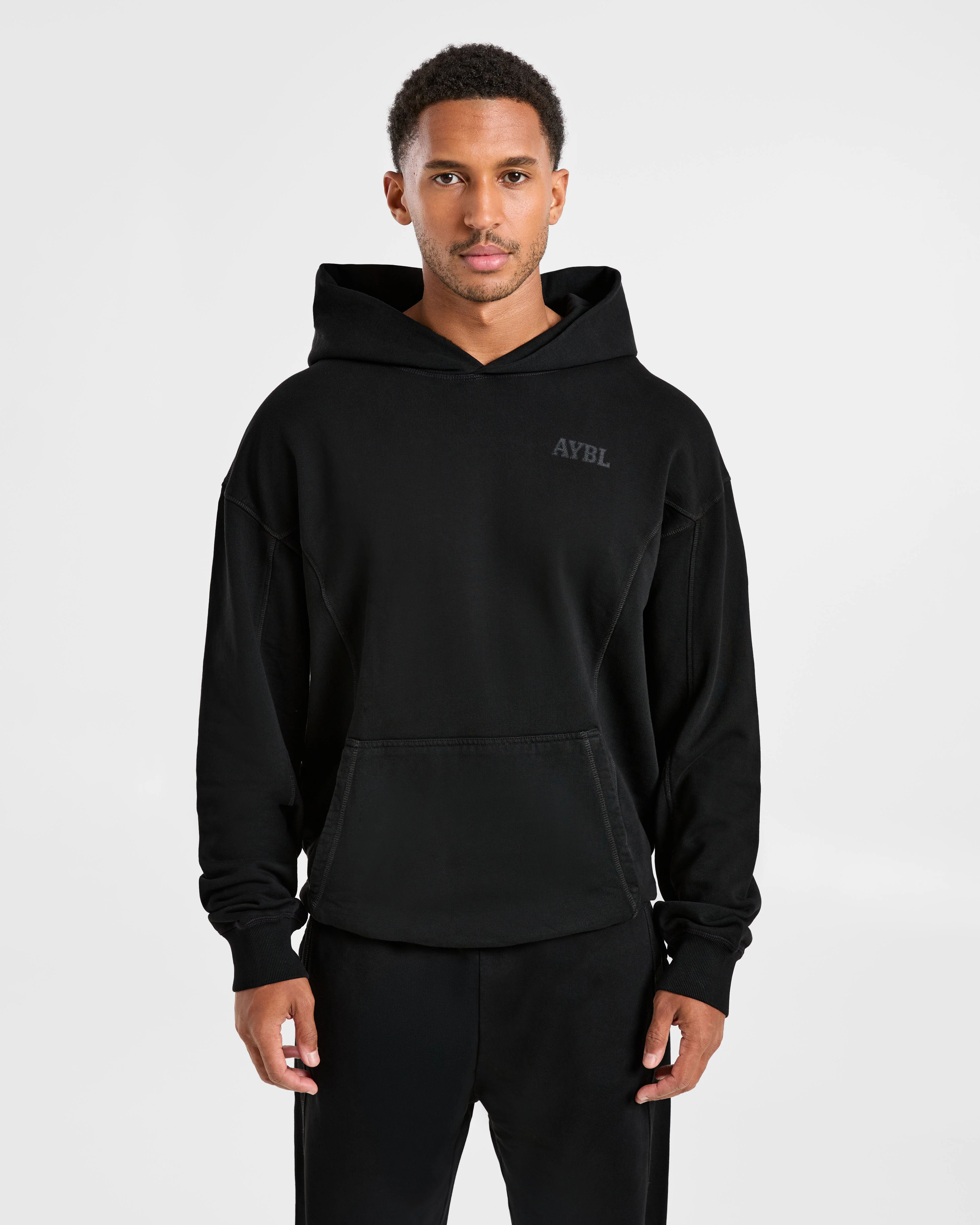 Lift Club Distressed Hoodie - Black/Charcoal - Image 2