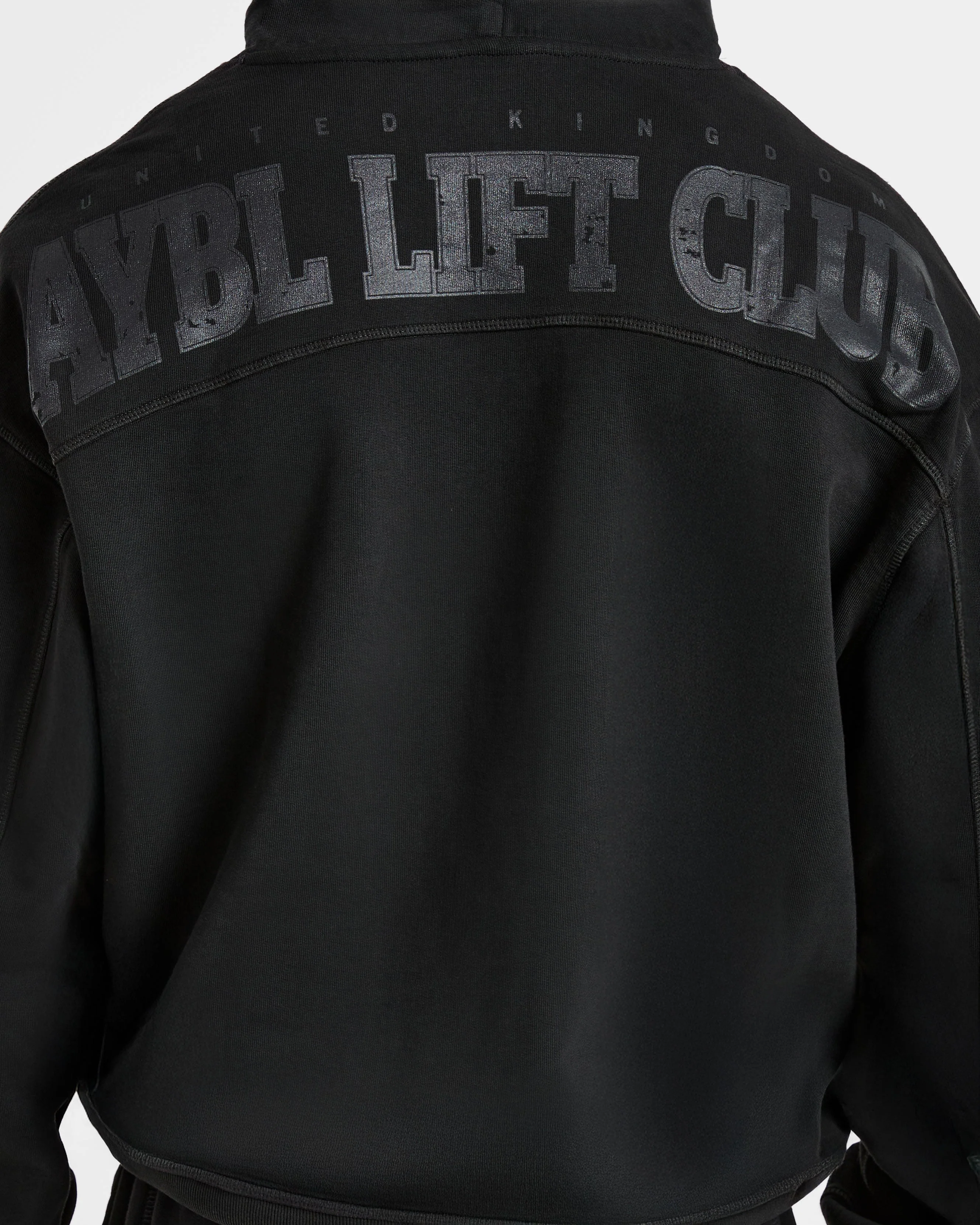 Lift Club Distressed Hoodie - Black/Charcoal - Image 6