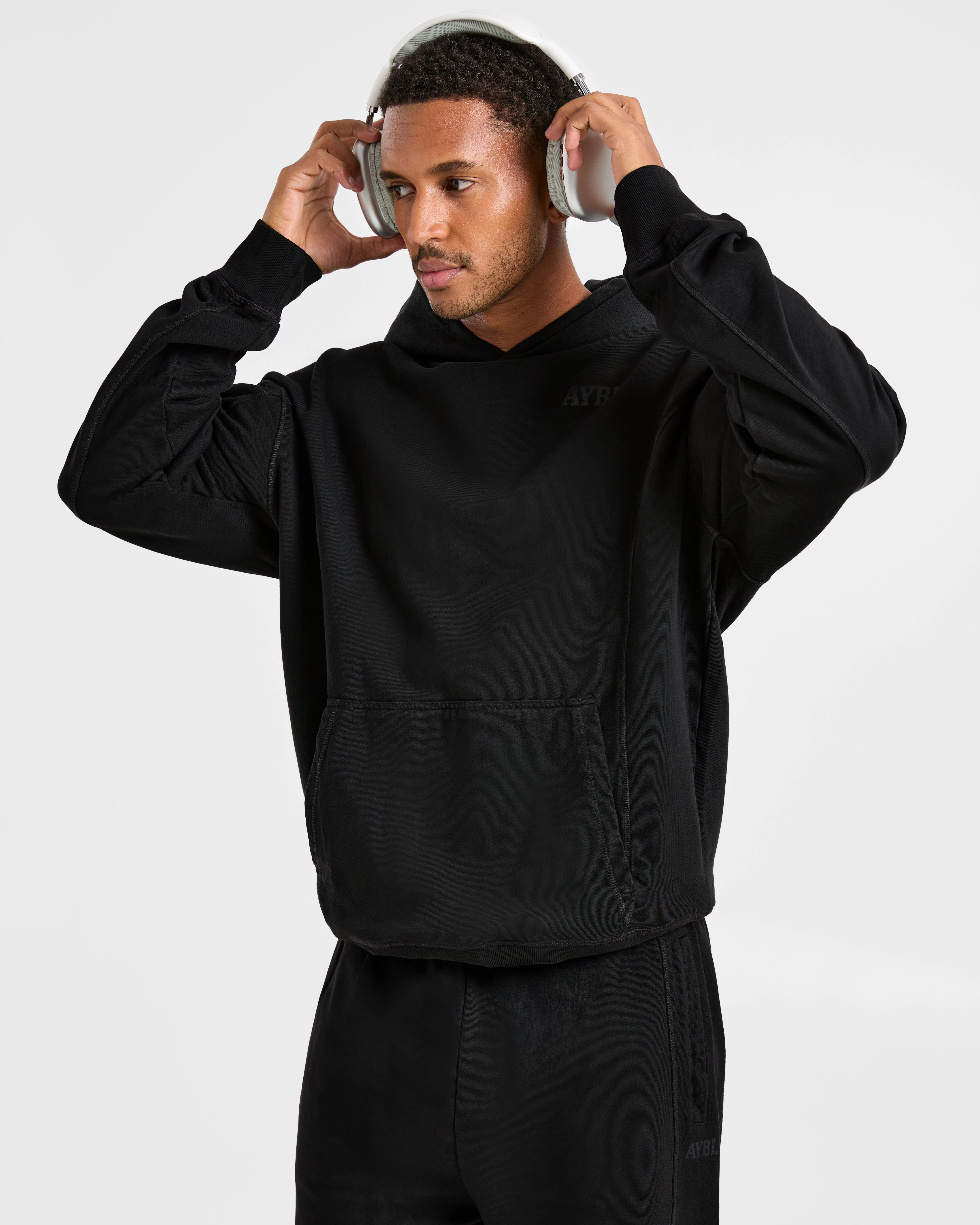 Lift Club Distressed Hoodie - Black/Charcoal - Image 7