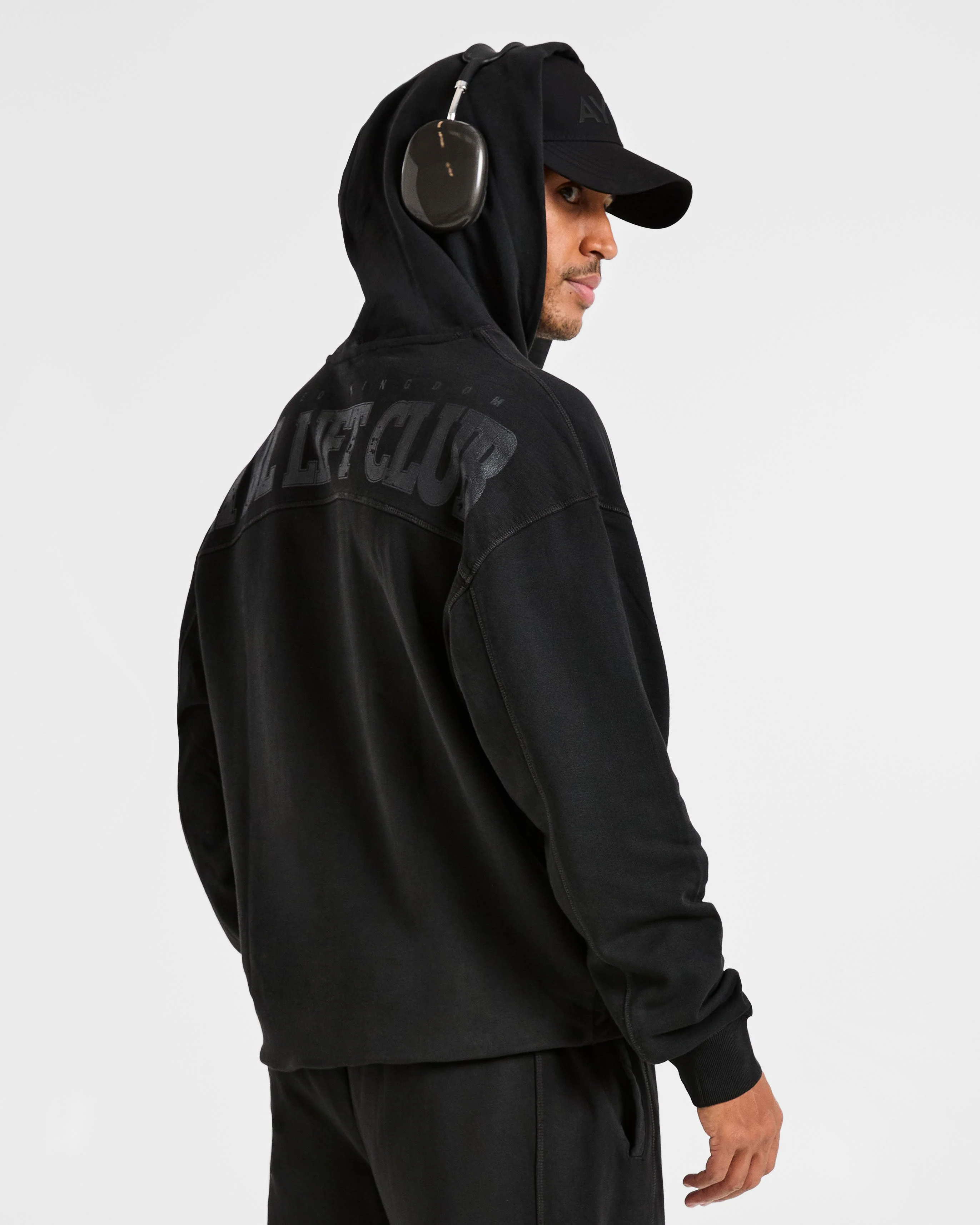 Lift Club Distressed Hoodie - Black/Charcoal - Image 8