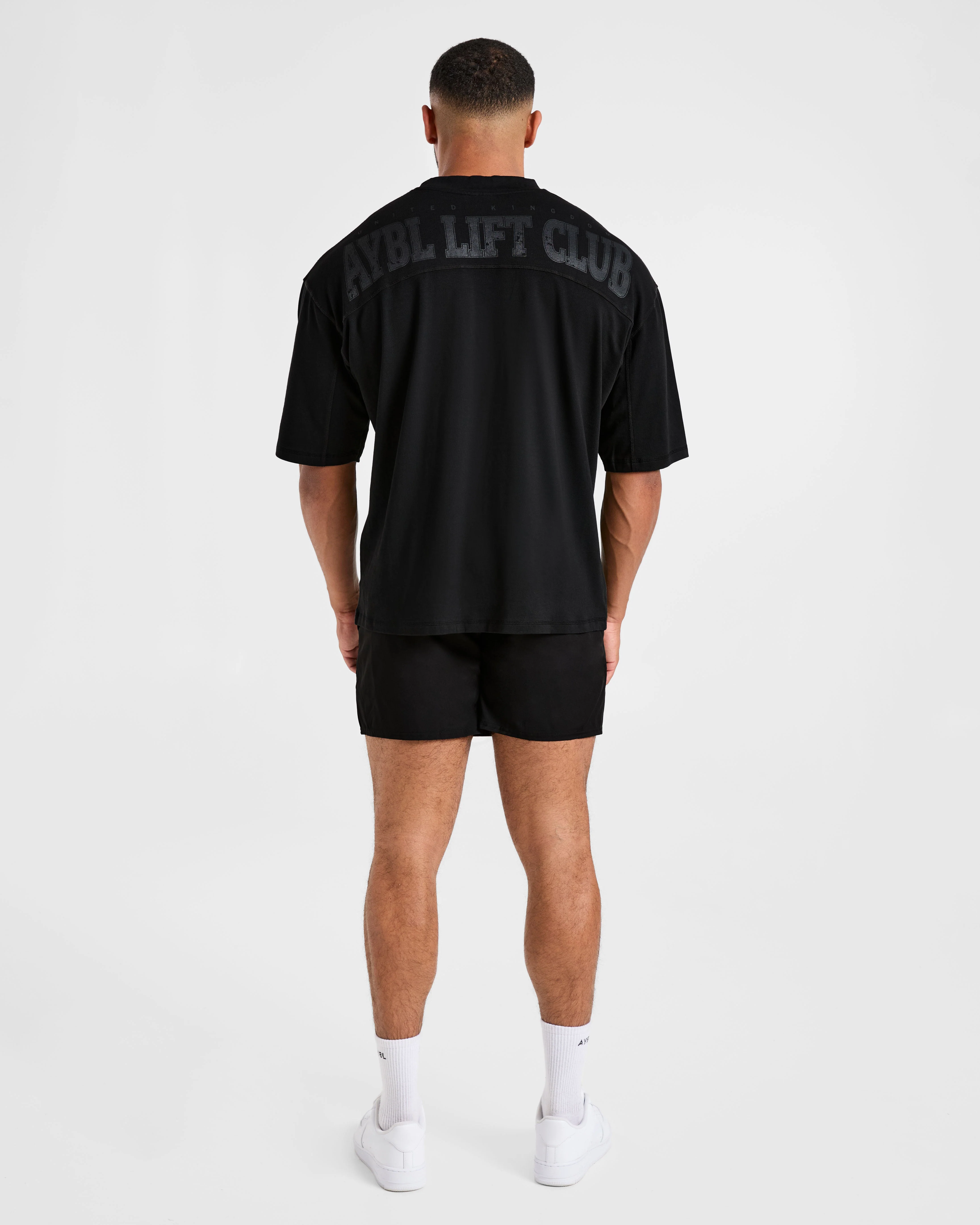 Lift Club Distressed Oversized T Shirt - Black/Charcoal - Image 4