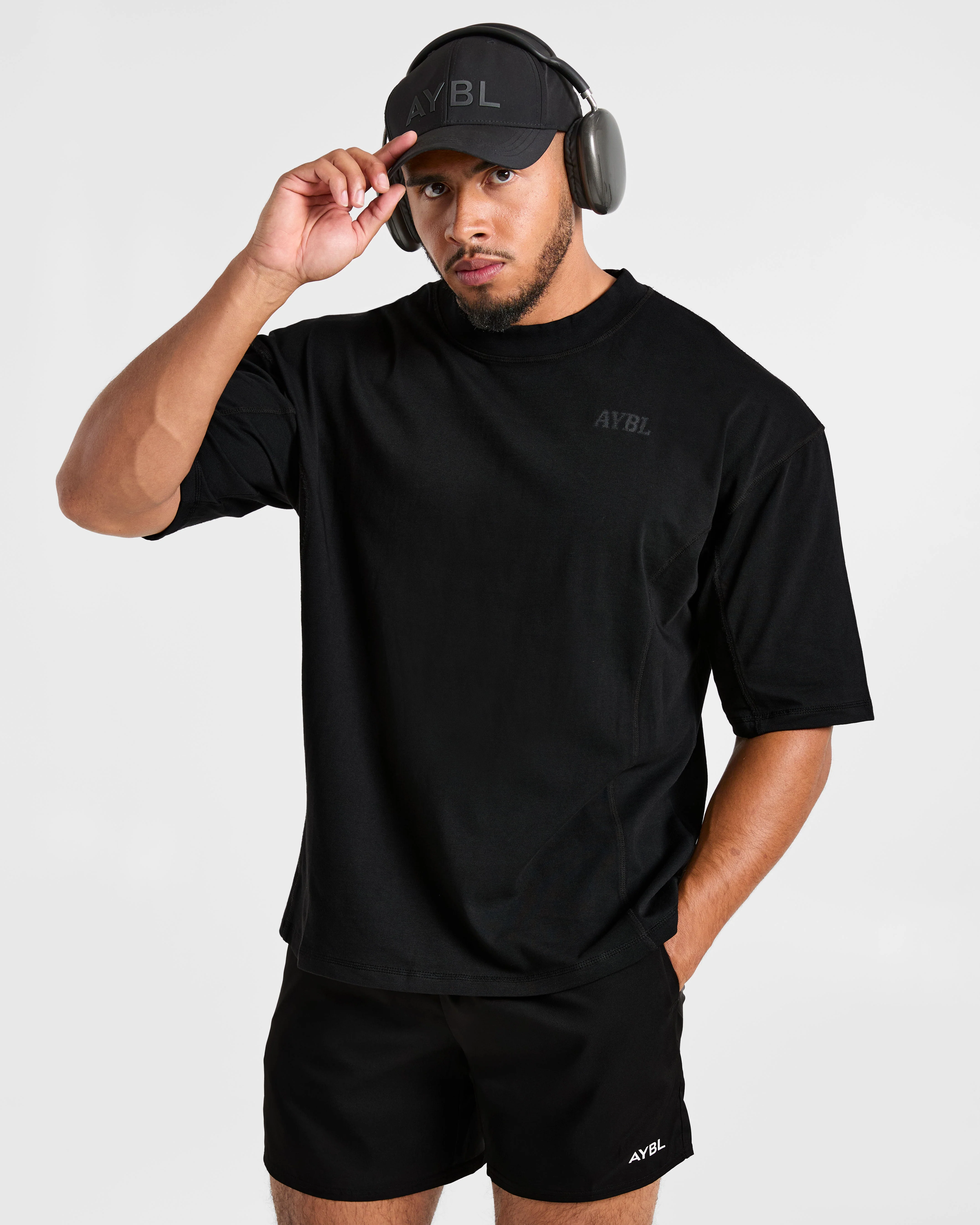 Lift Club Distressed Oversized T Shirt - Black/Charcoal - Image 8