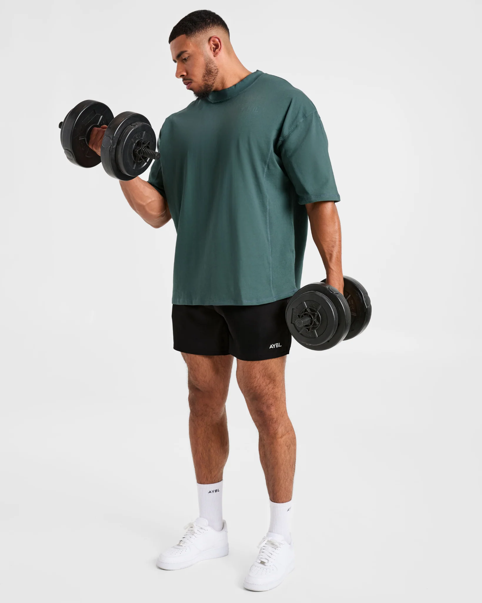Lift Club Distressed Oversized T Shirt - Washed Teal - Image 8