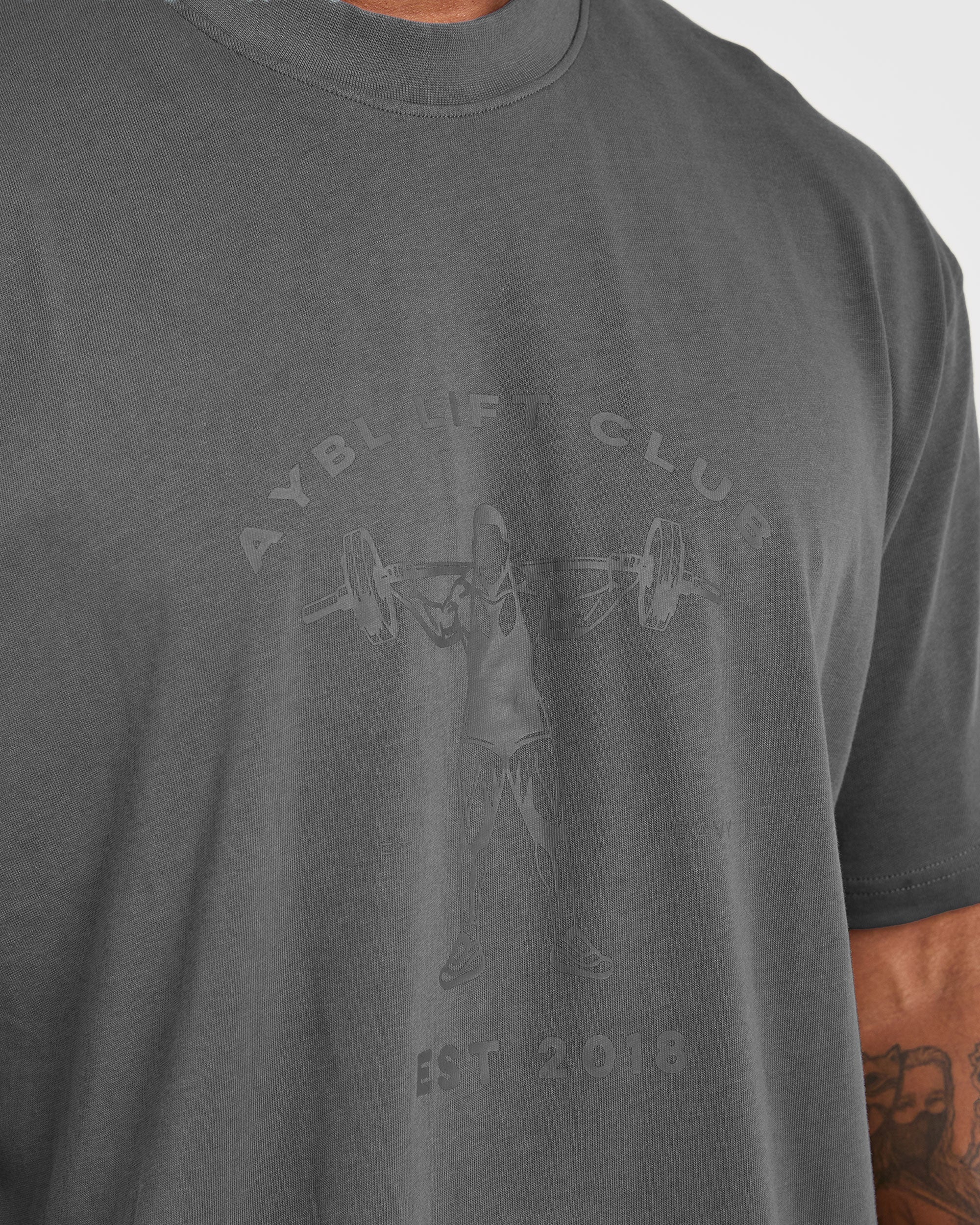Lift Club Oversized T Shirt - Charcoal - Image 5