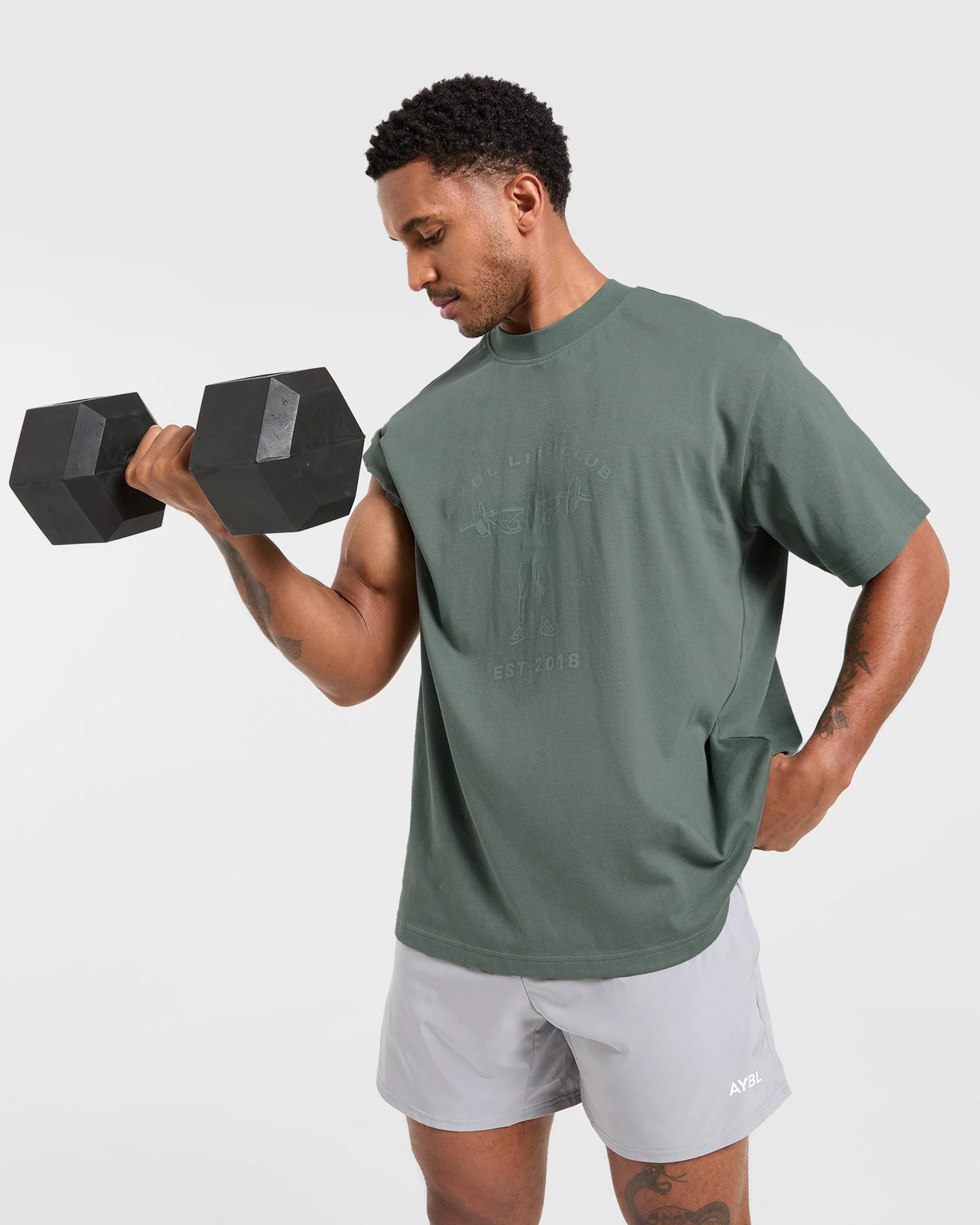 Lift Club Oversized T Shirt - Vintage Sage - Image 8