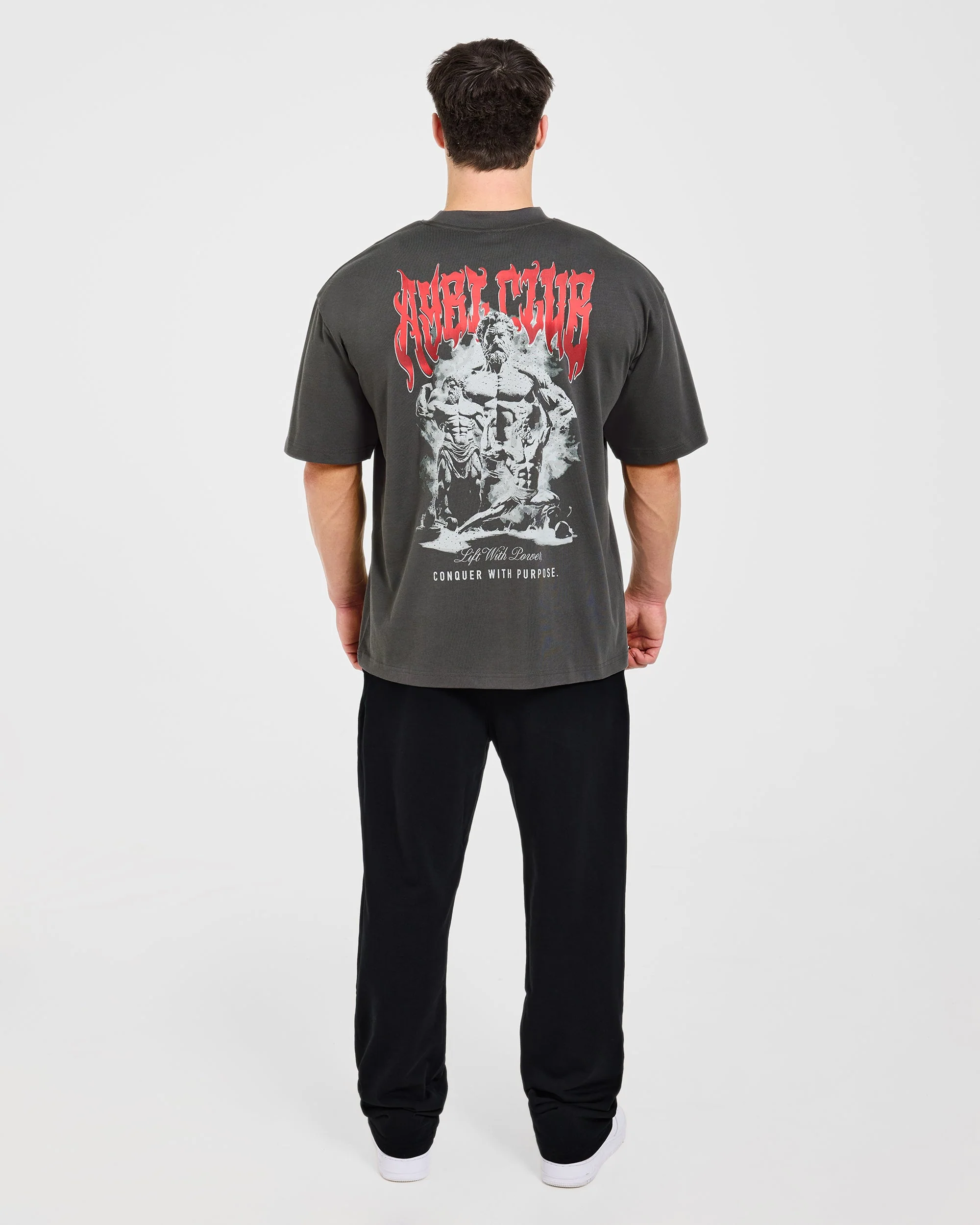 Lift Forge Oversized T Shirt - Charcoal/Red - Image 4