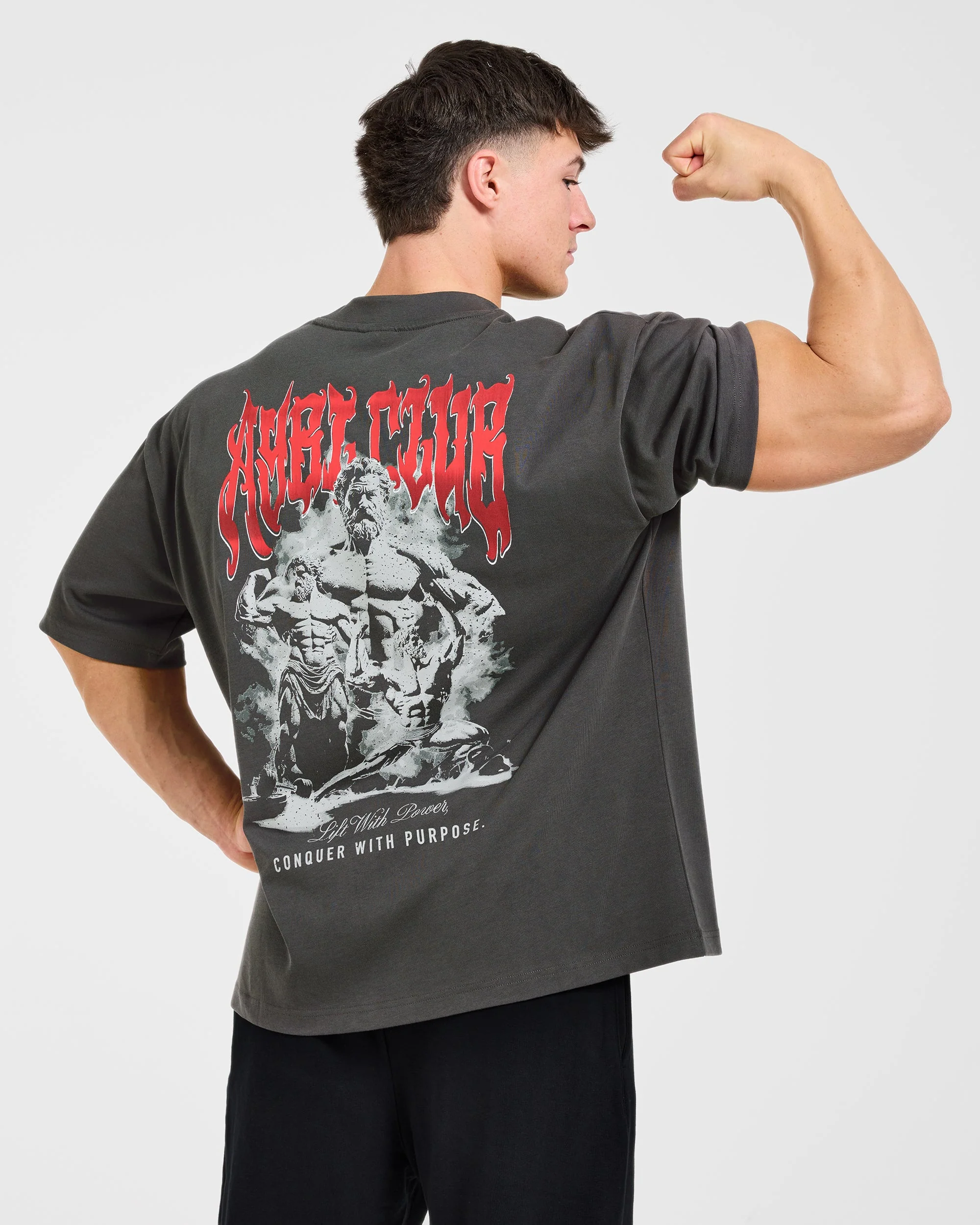 Lift Forge Oversized T Shirt - Charcoal/Red - Image 7