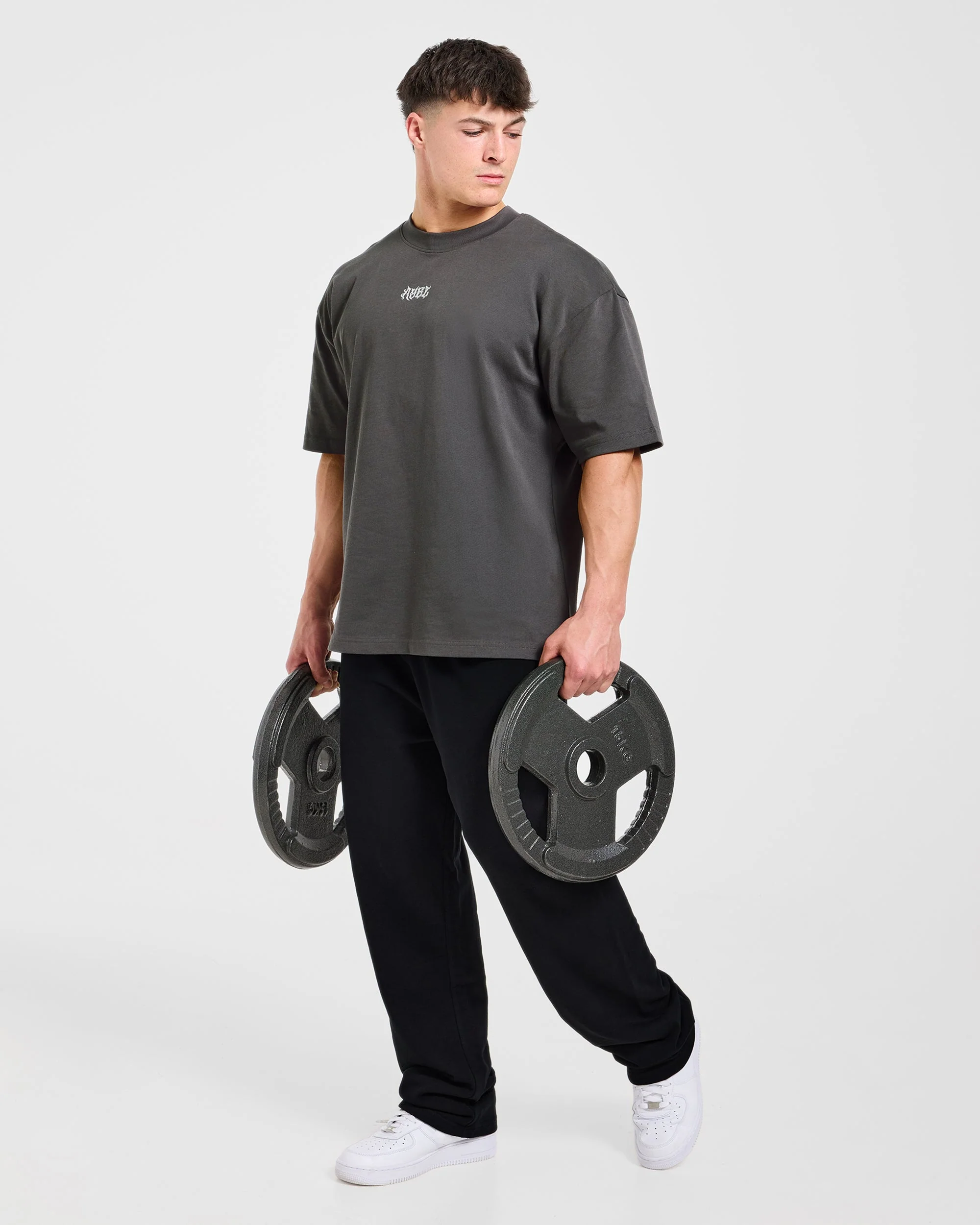 Lift Forge Oversized T Shirt - Charcoal/Red - Image 8