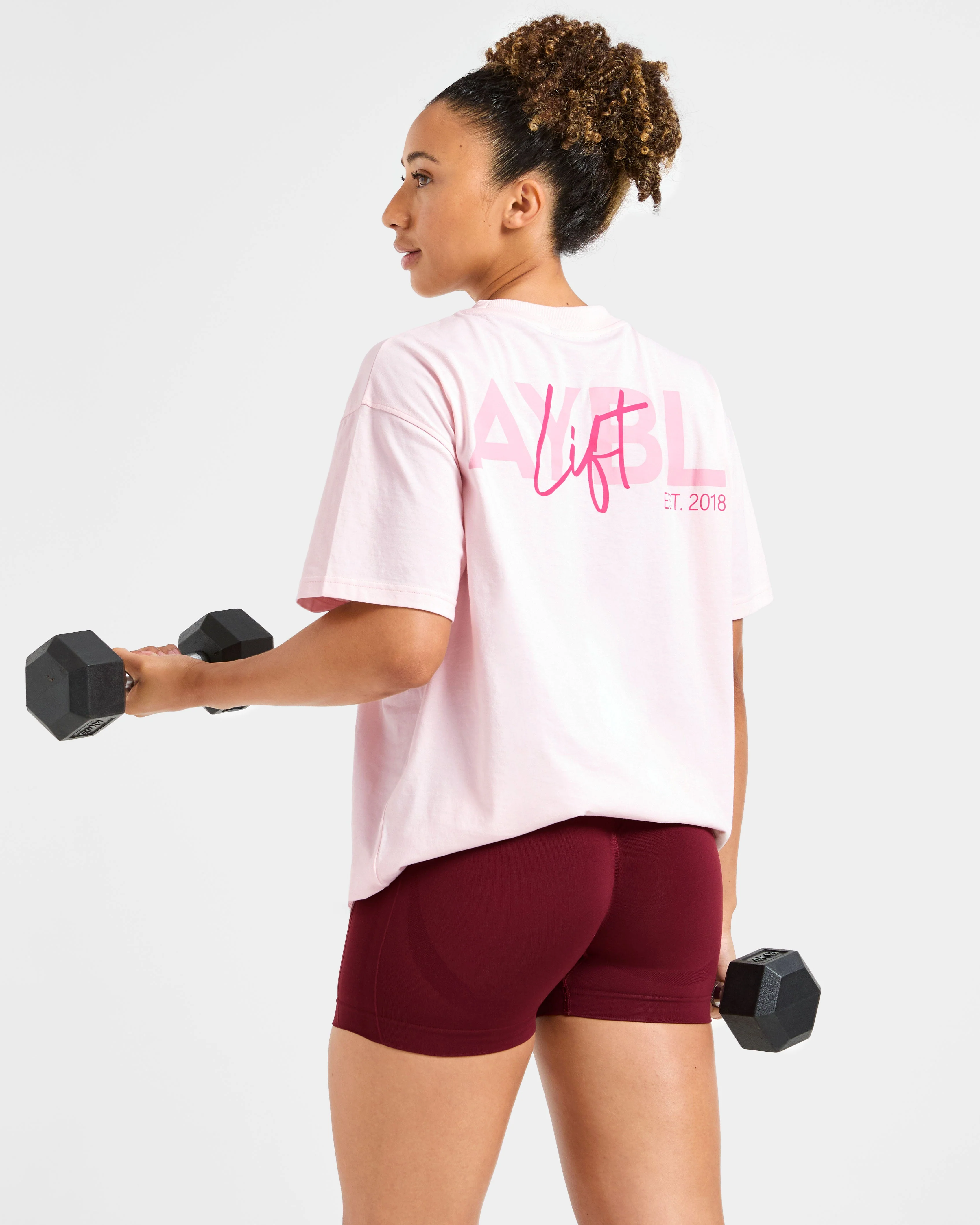 Lift Graphic Oversized T Shirt - Baby Pink - Image 8