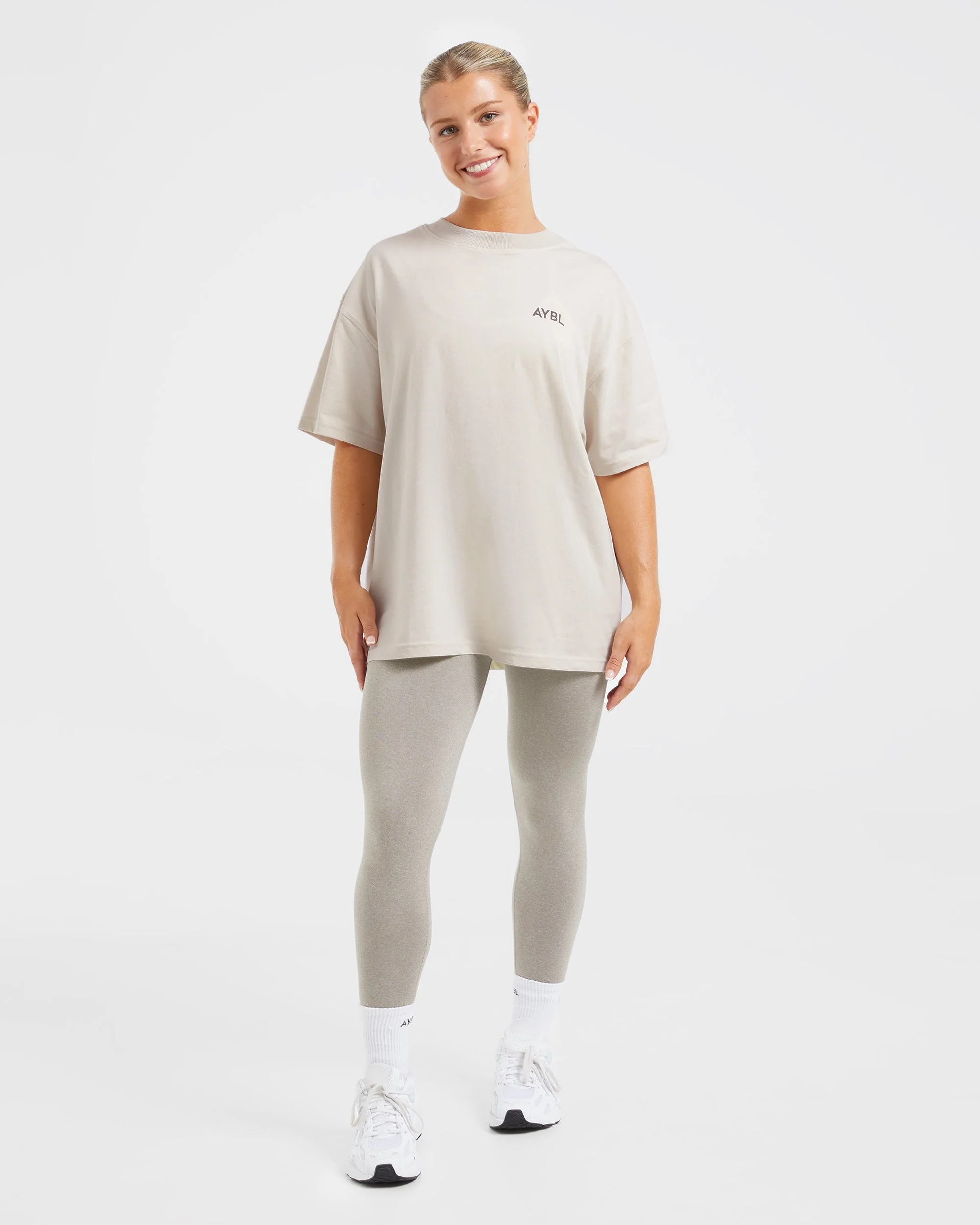 Lift Graphic Oversized T Shirt - Beige - Image 3