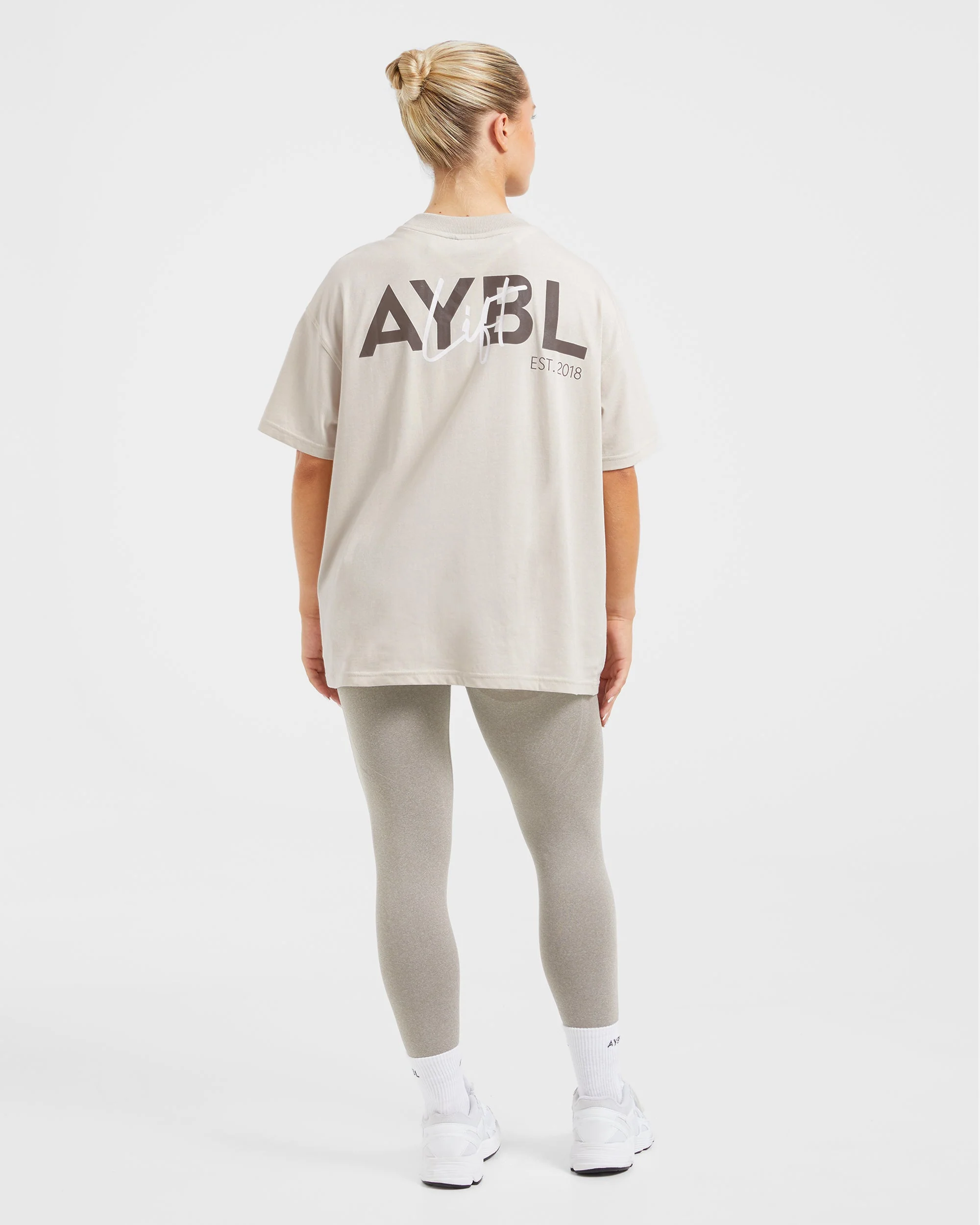 Lift Graphic Oversized T Shirt - Beige - Image 4