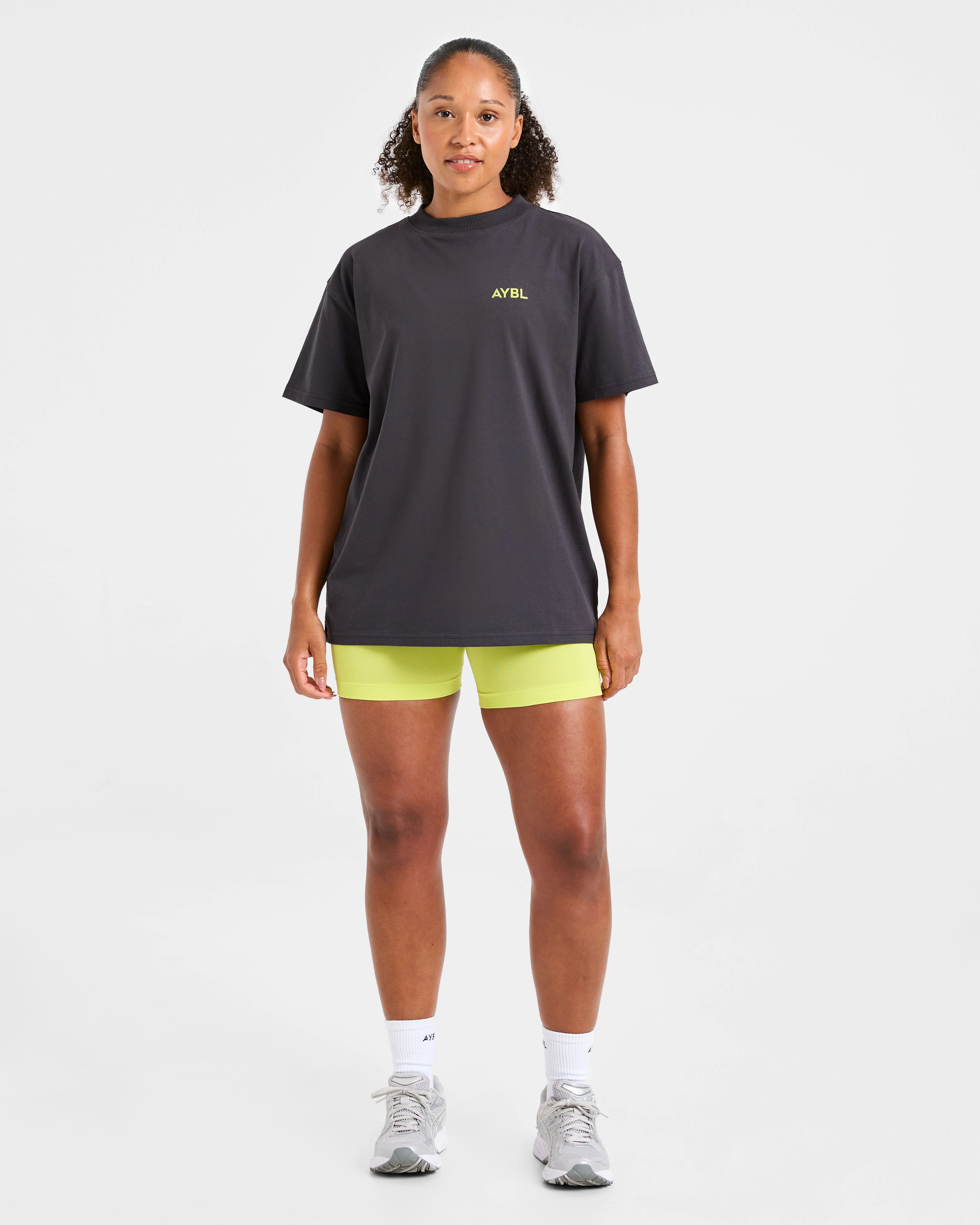 Lift Graphic Oversized T Shirt - Charcoal/Lime - Image 3