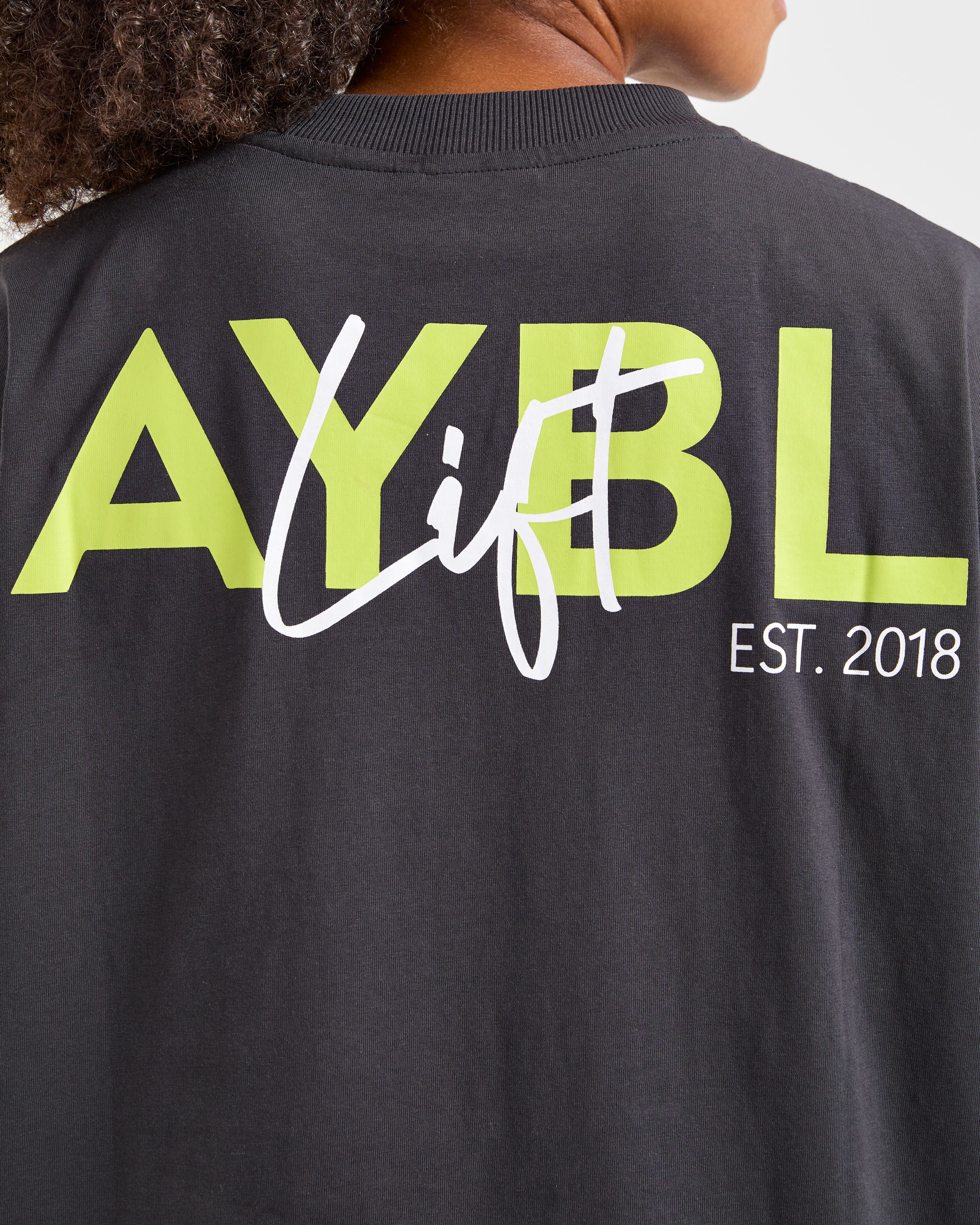 Lift Graphic Oversized T Shirt - Charcoal/Lime - Image 6