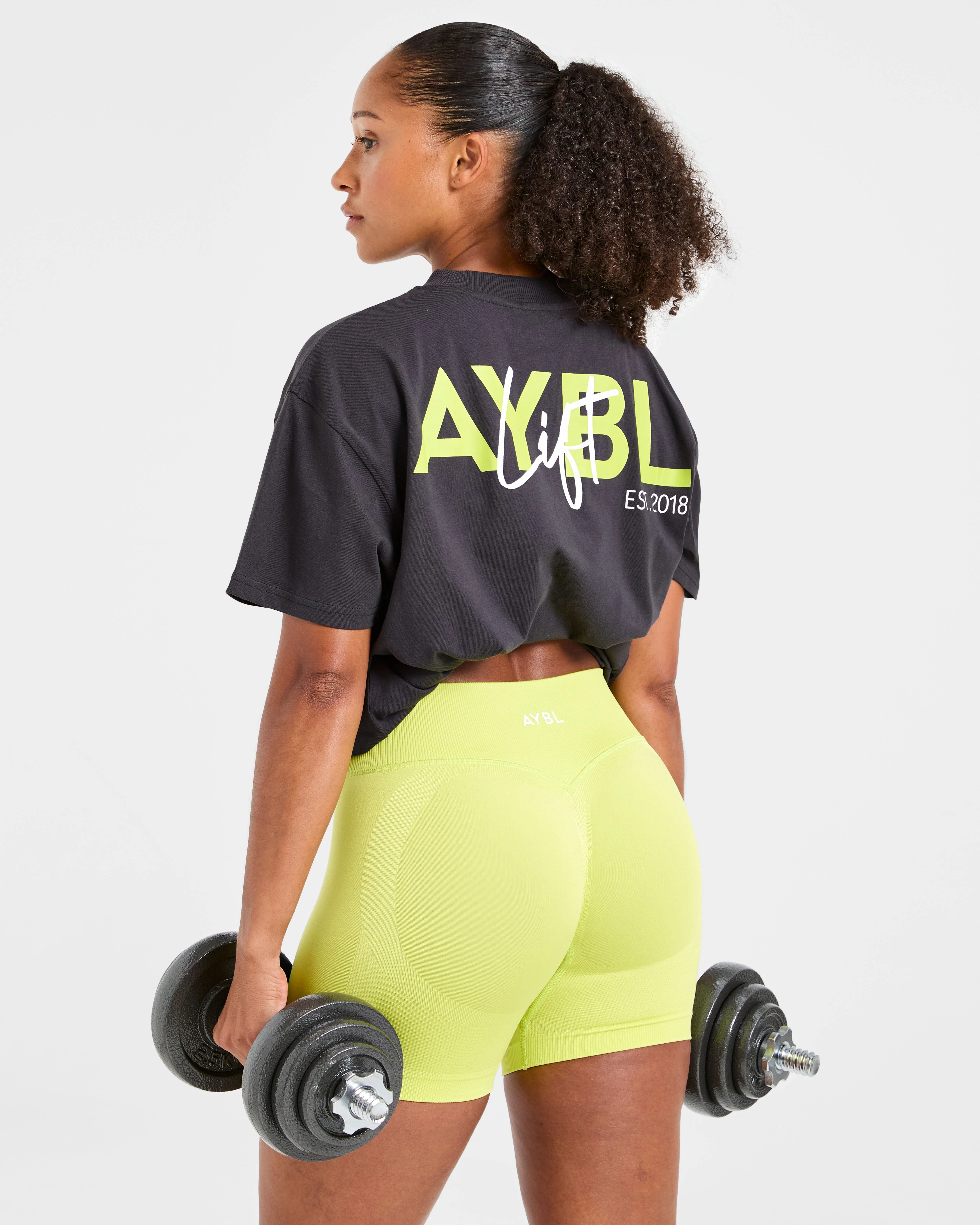 Lift Graphic Oversized T Shirt - Charcoal/Lime - Image 8