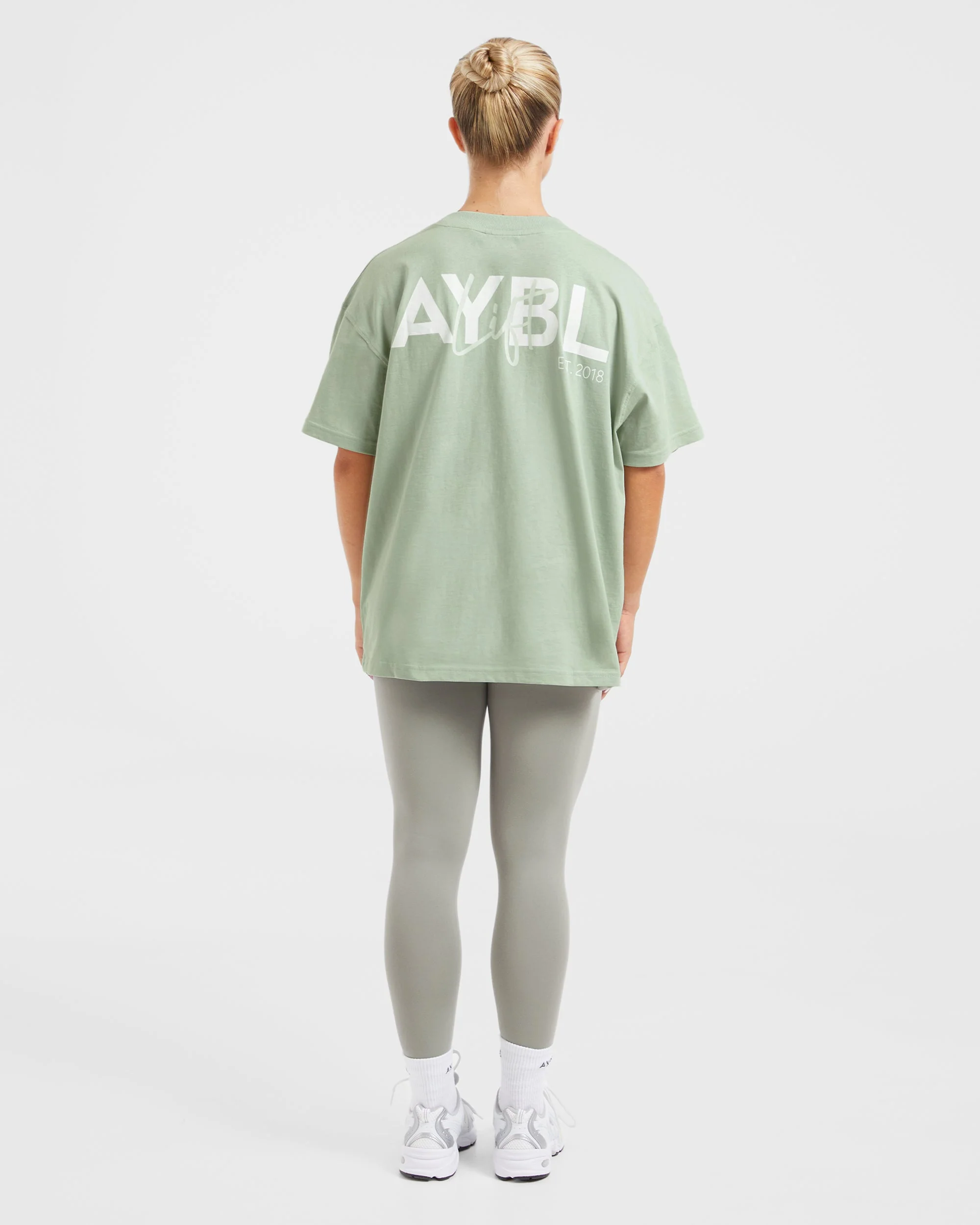Lift Graphic Oversized T Shirt - Light Sage - Image 4