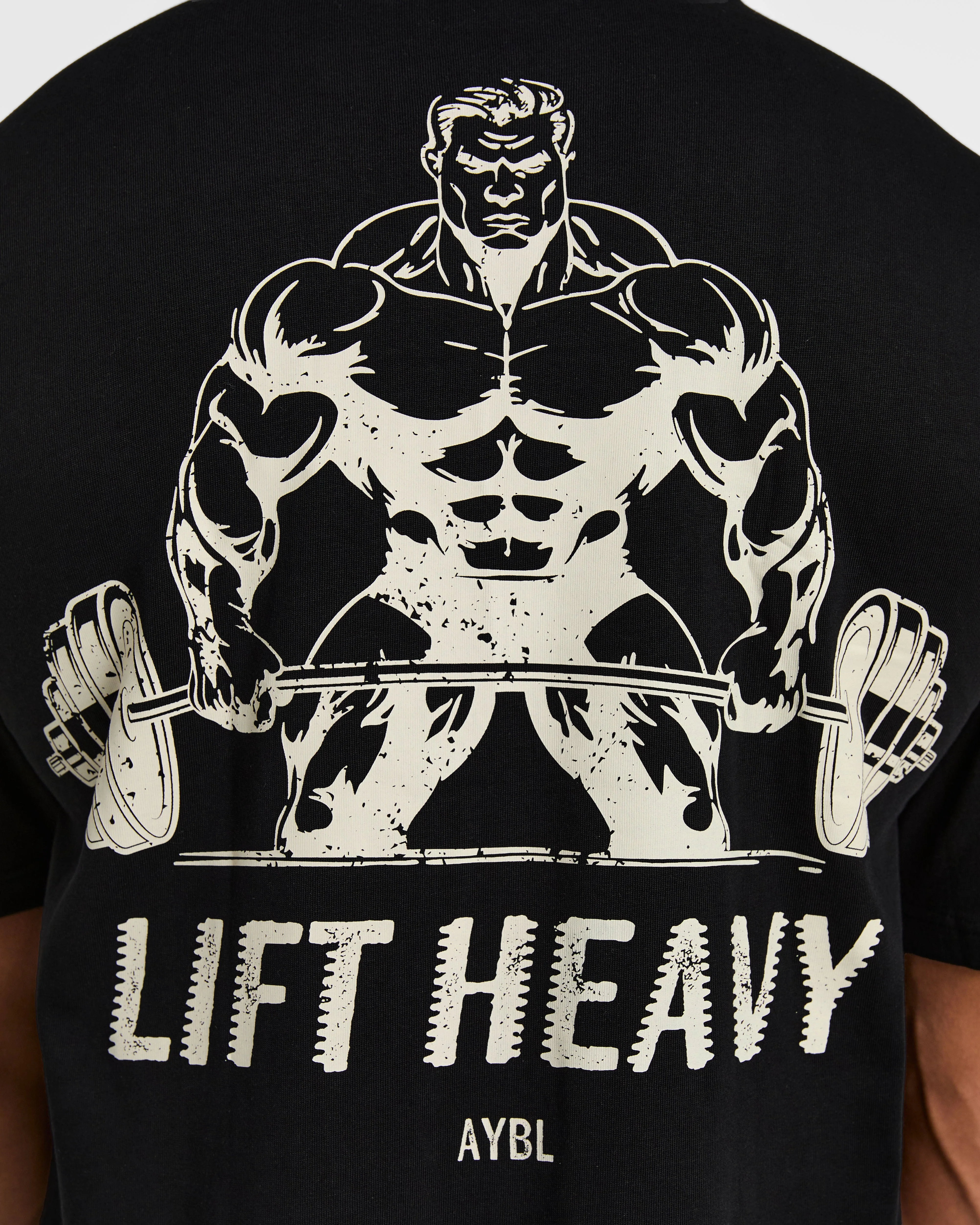 Lift Heavy Oversized T Shirt - Black/Off White - Image 6