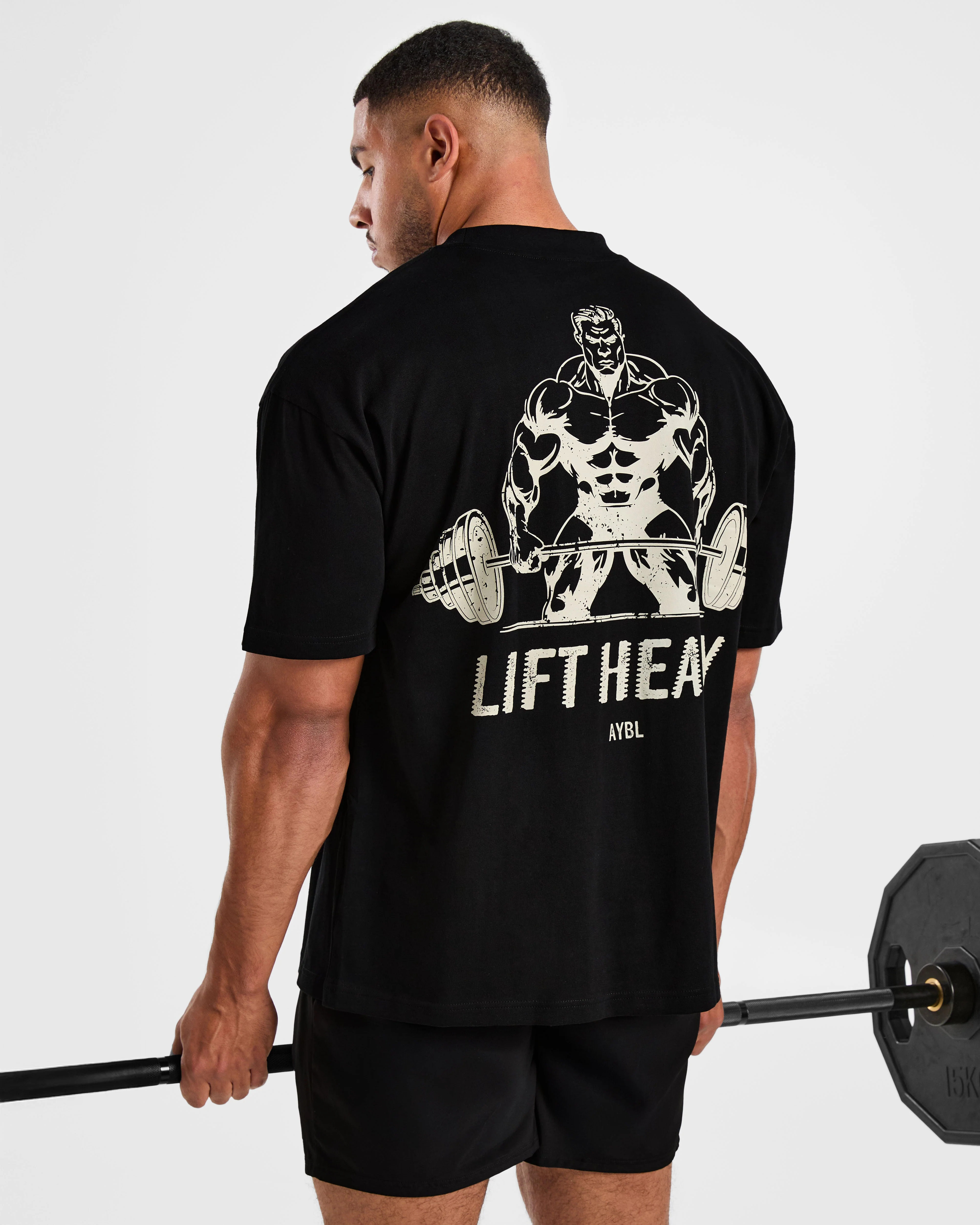 Lift Heavy Oversized T Shirt - Black/Off White - Image 8